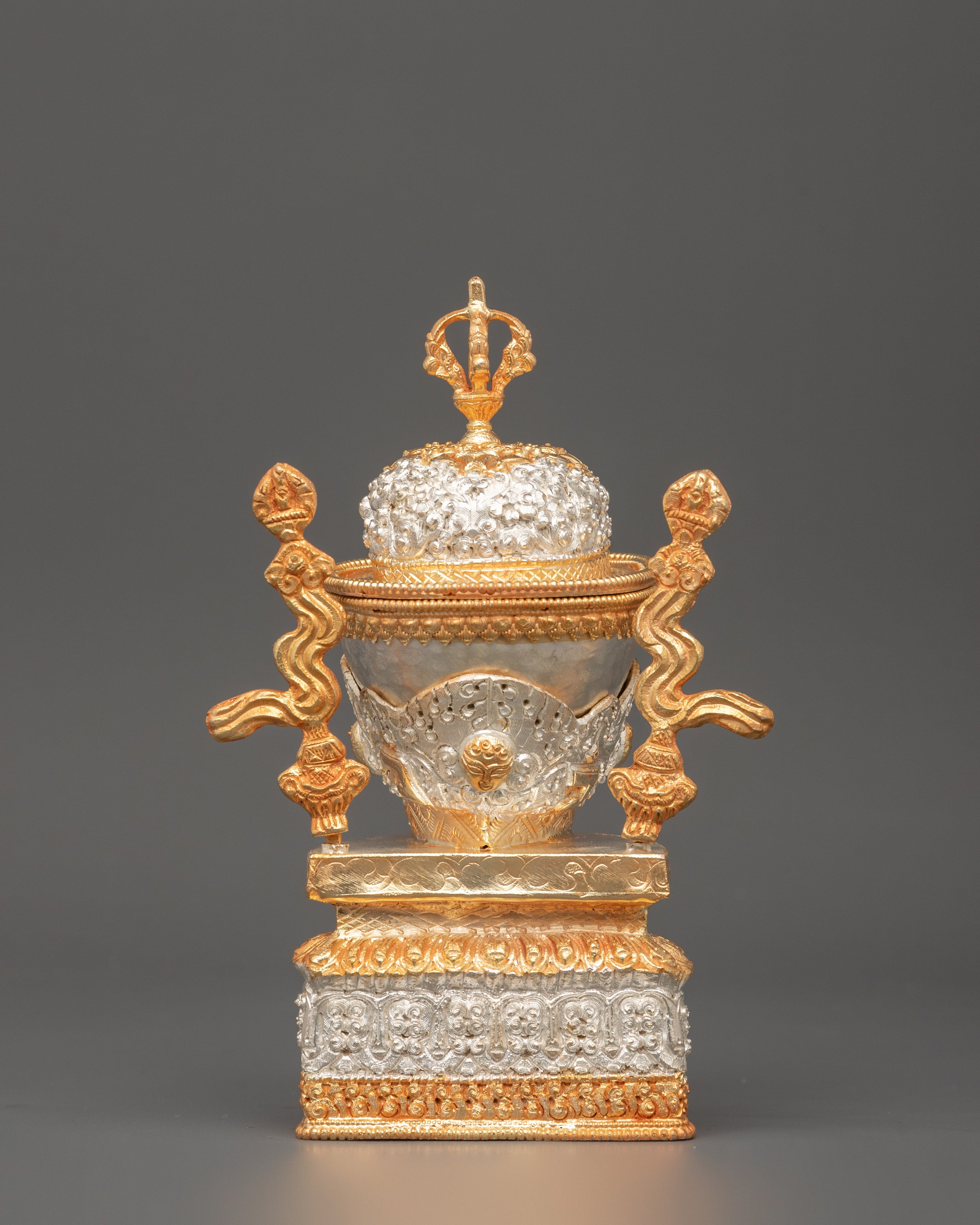 Silver & Gold-Plated Kapala Skull Cup