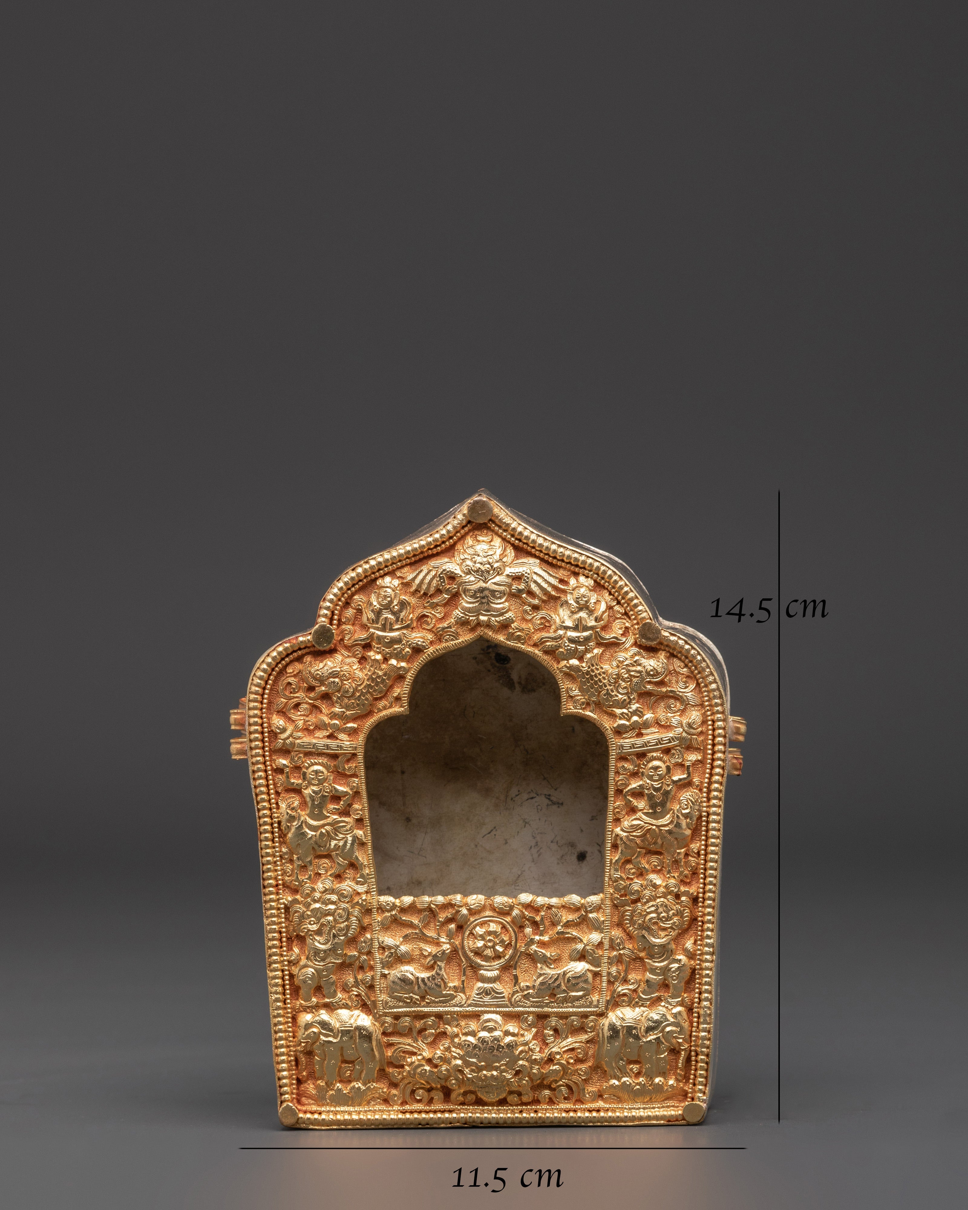 Handcrafted Sacred Traditional Tibetan Ghau Box | Copper & Gold Plated Ritual Box