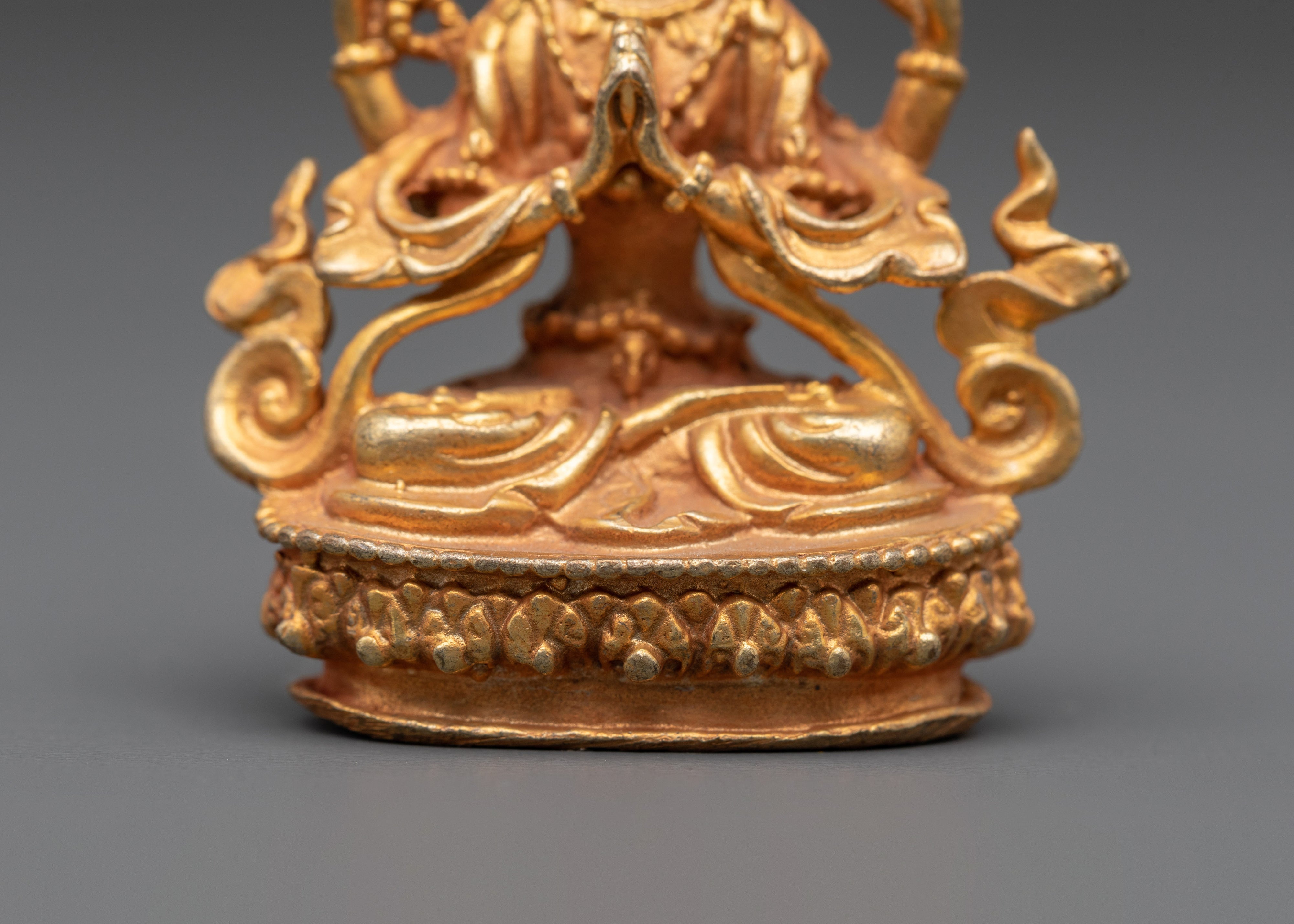 Handmade Gold Plated Chenrezig Statue | Tibetan Compassion Figurine