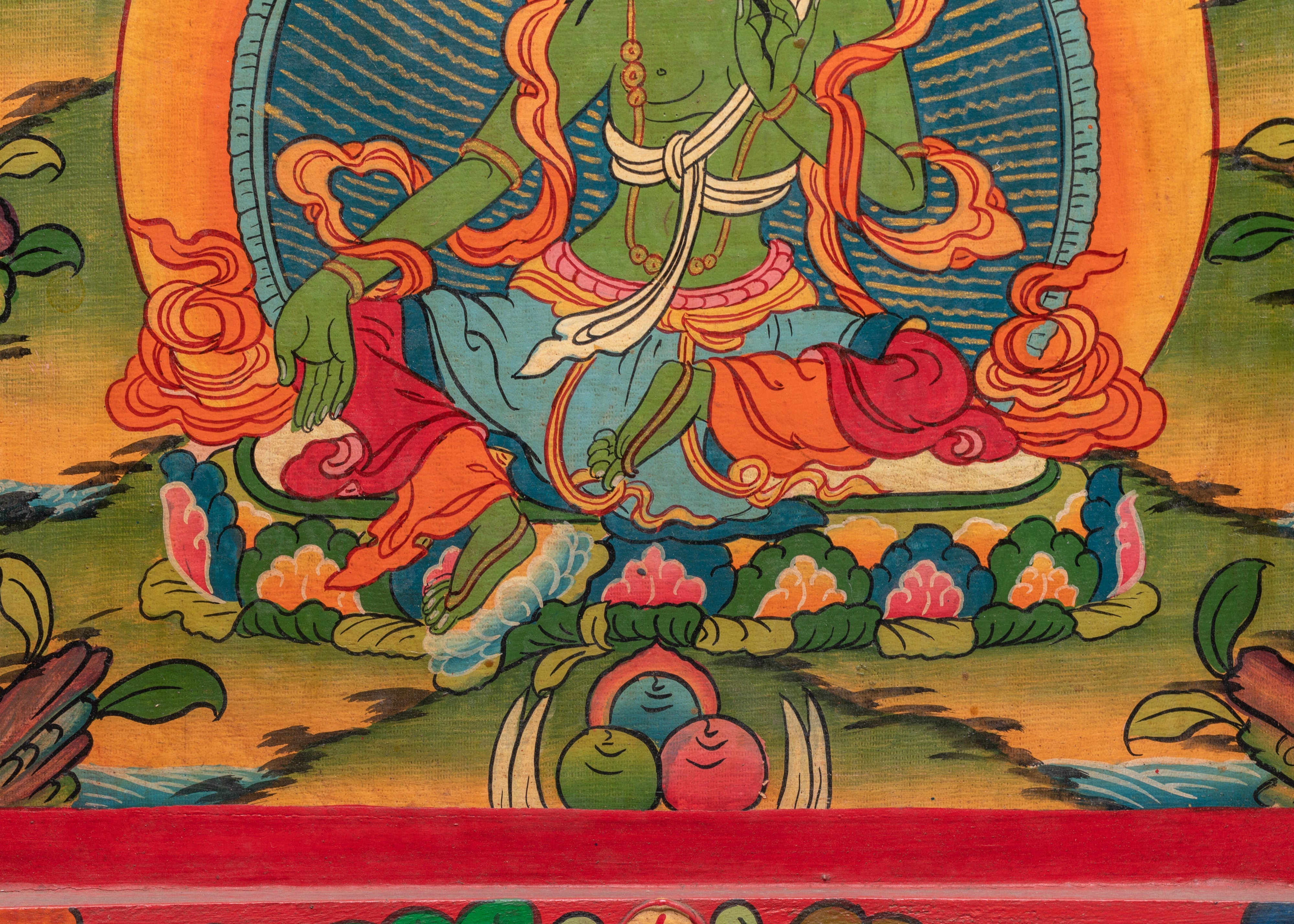 Tibetan Green Tara Wall Hanging | Handcrafted Buddhist Wall Art