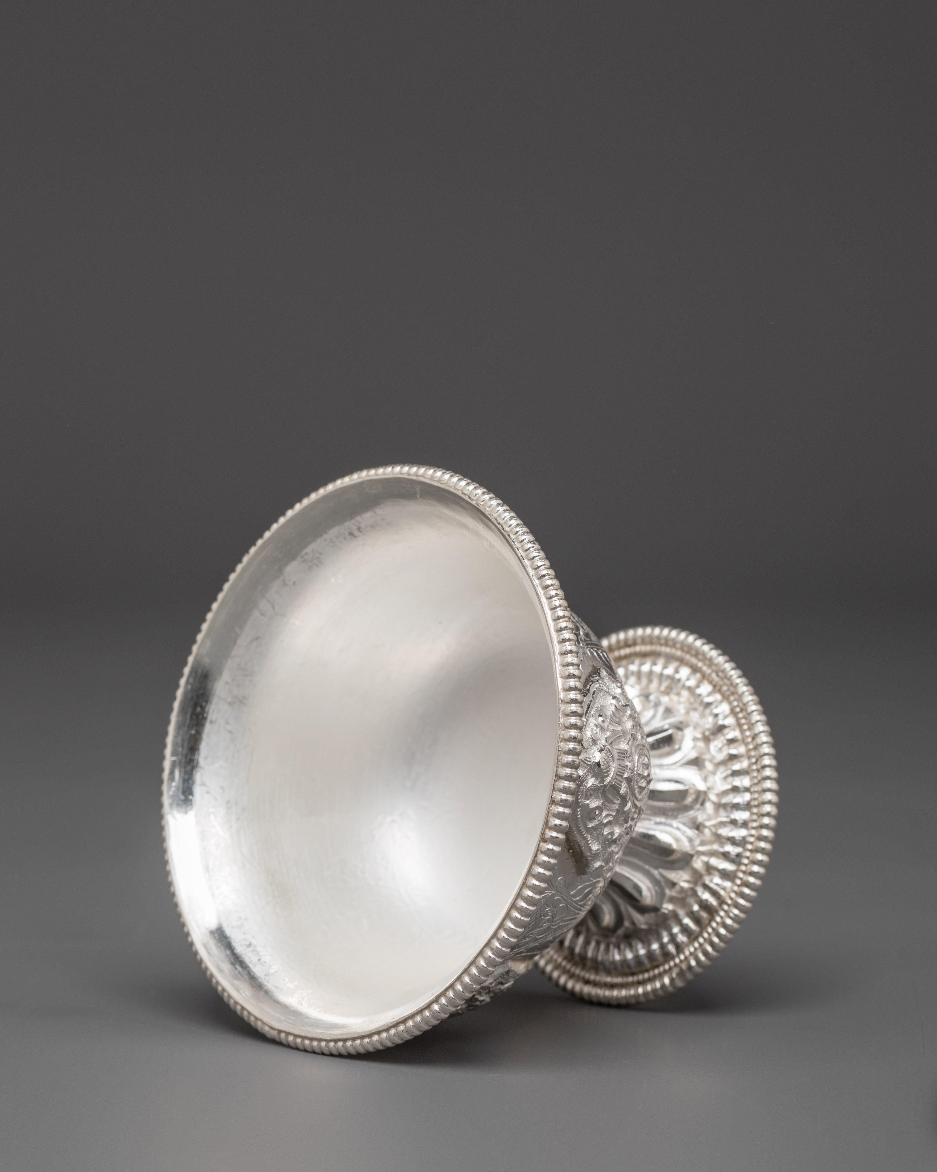 Tibetan Buddhist Religious Offering Bowls | Handcrafted Pure Silver Ritual Bowls