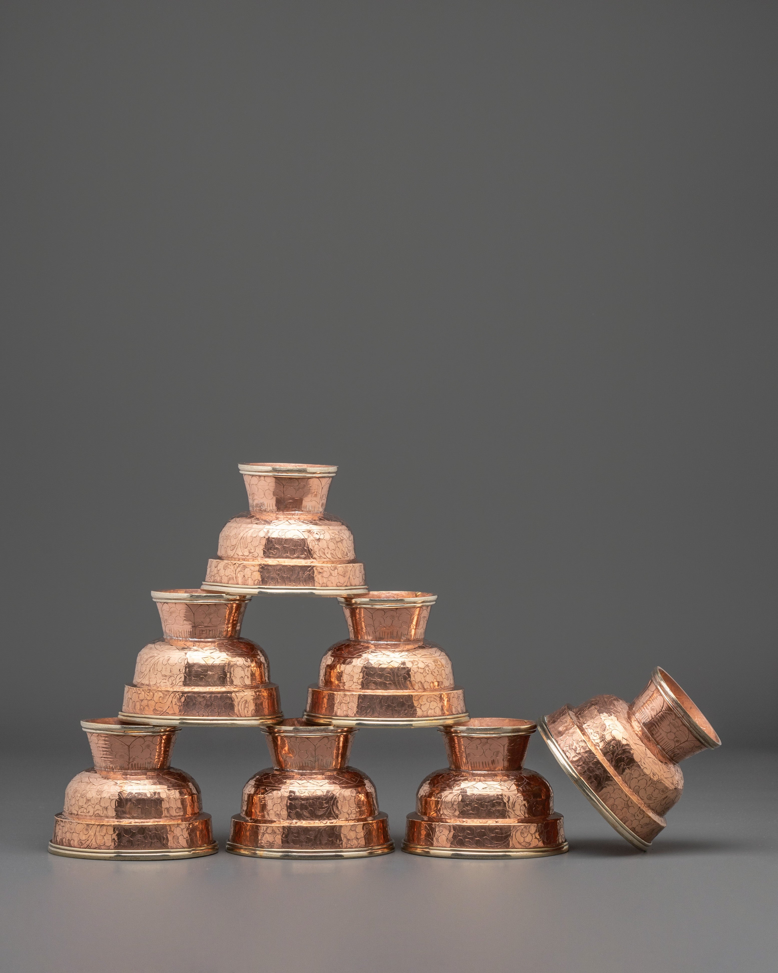 Copper Prayer Offering Bowl Set | Tibetan Buddhist Ritual Bowl