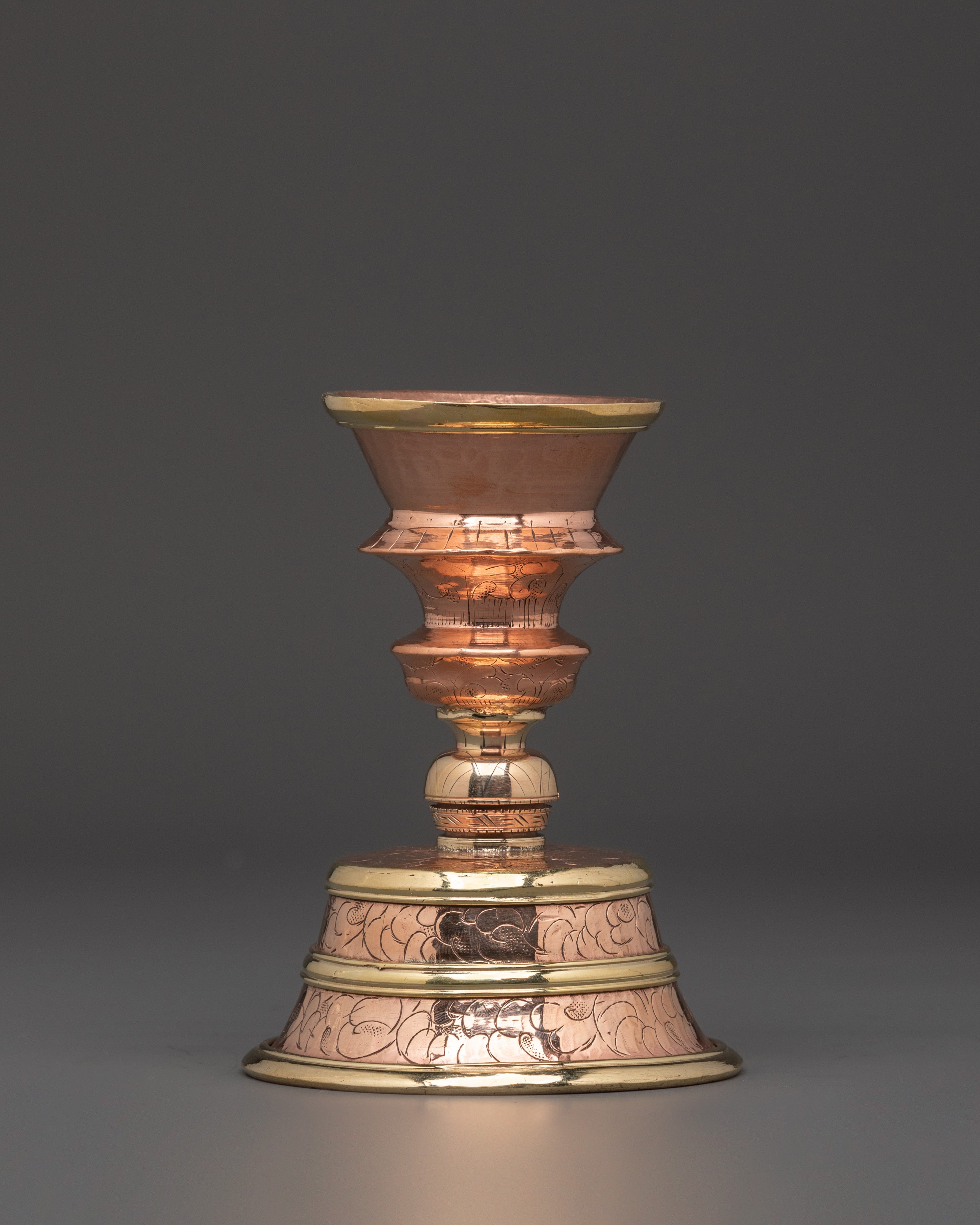 Handcrafted Offering Butter Lamp Set | Copper & Brass Lamps for Buddhist Offerings