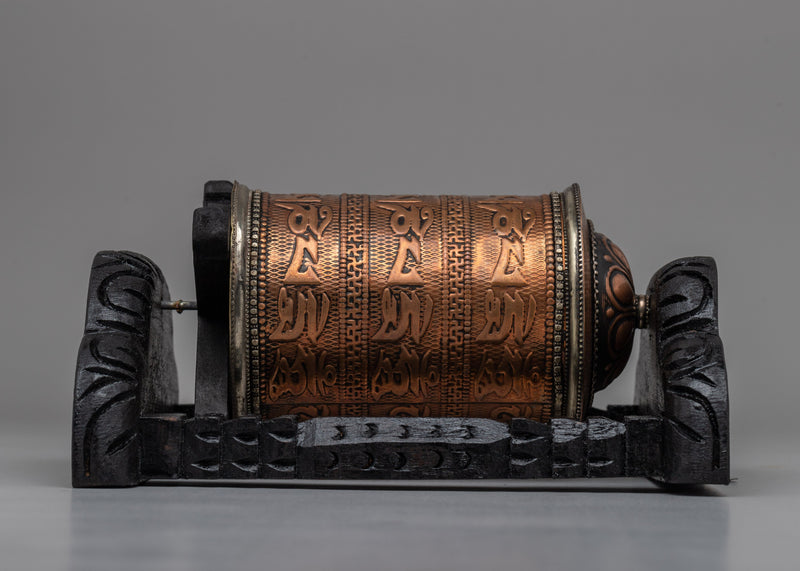 Wooden Frame Buddhist Prayer Wheel |  Ideal for Spiritual Growth and Blessings