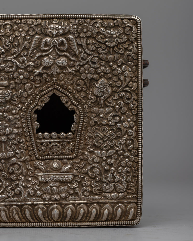 Handcrafted Tibetan Silver Ghau Box | Sacred Prayer Box