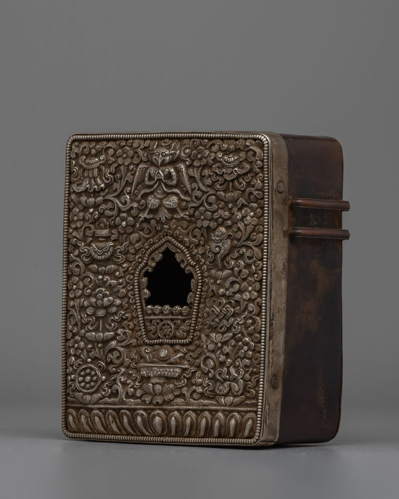 Handcrafted Tibetan Silver Ghau Box | Sacred Prayer Box