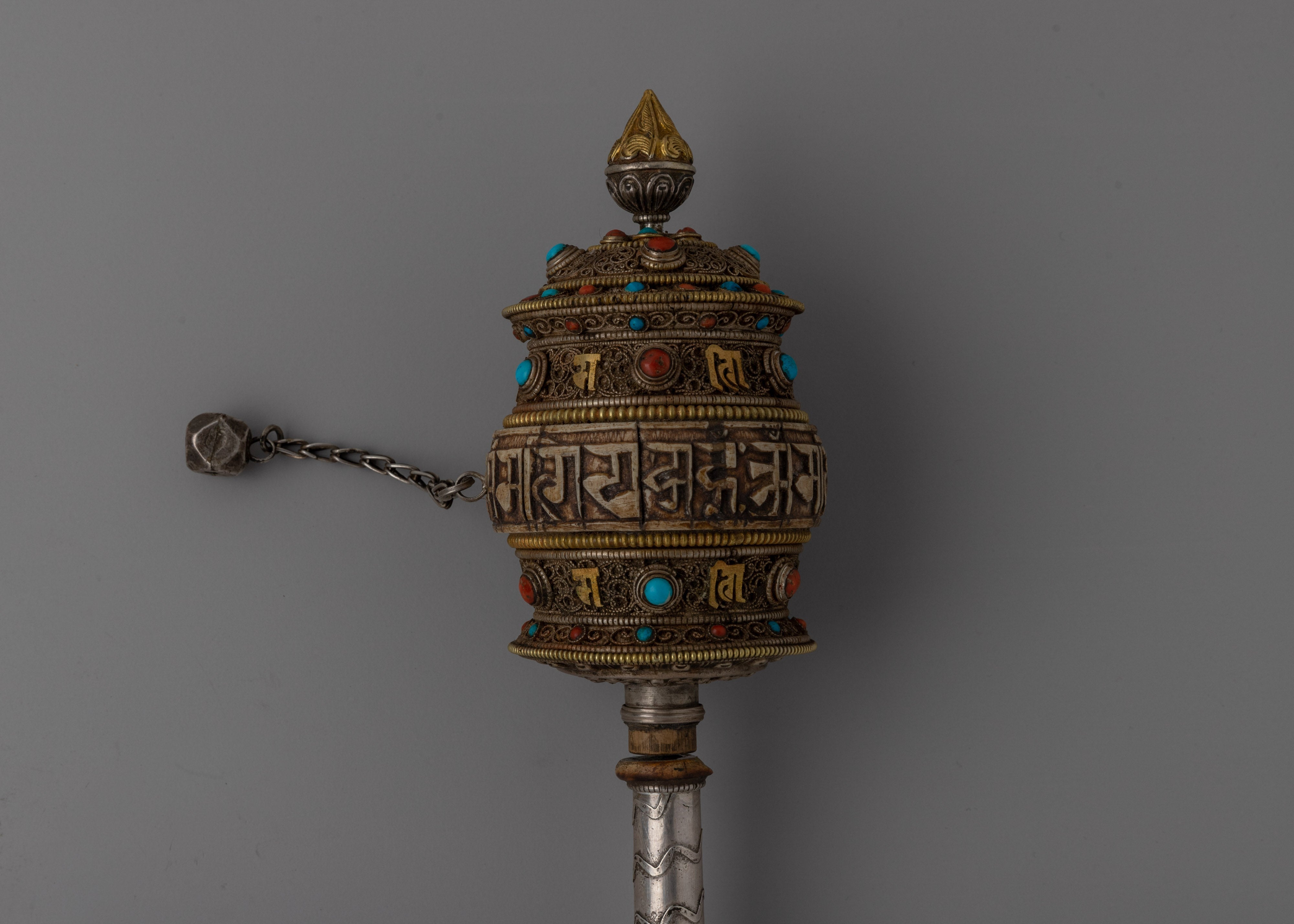 Tibetan Handheld Prayer Wheel | Sacred Buddhist Ritual Object | Handmade and Authentic