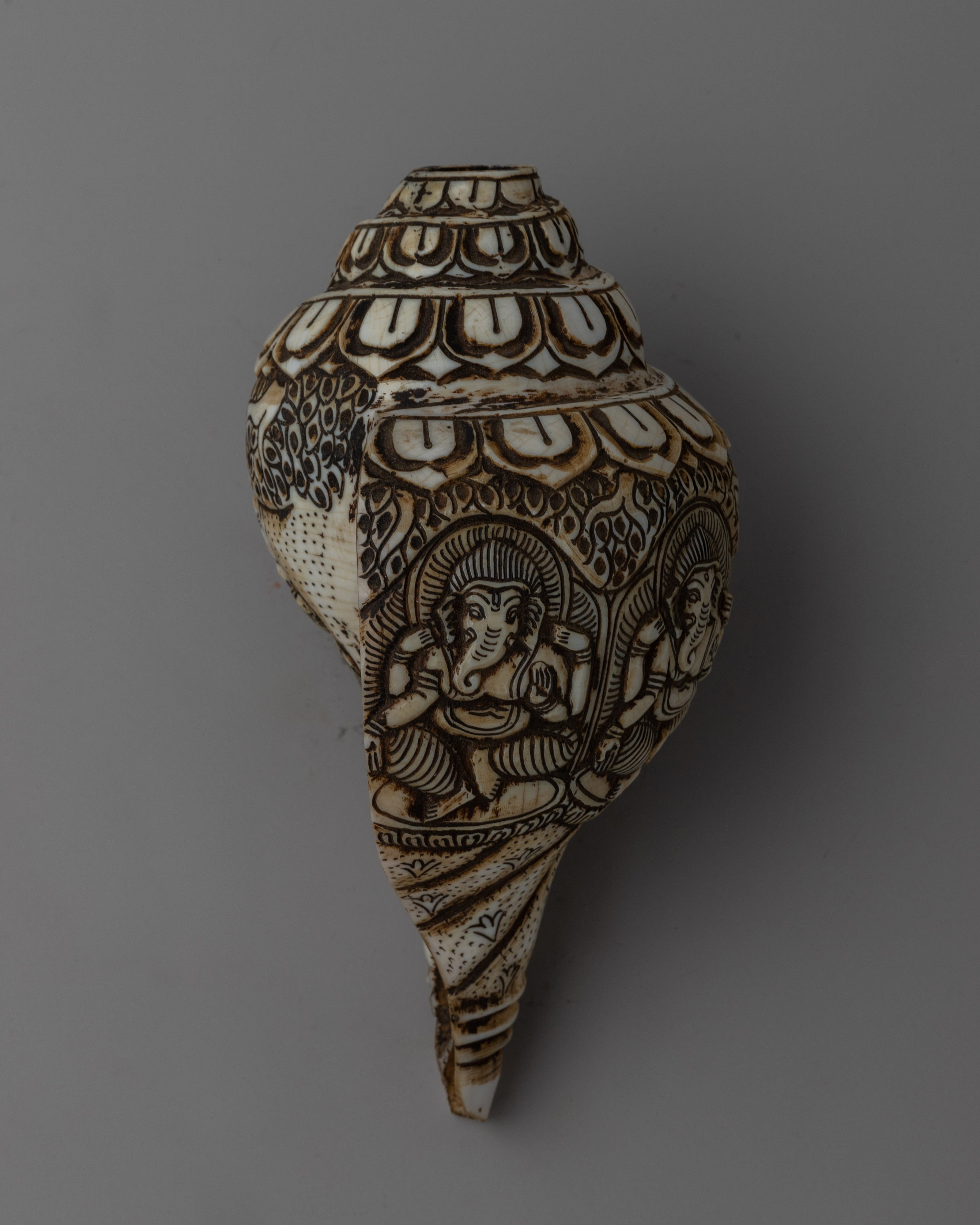 Handcarved Buddhist Sankha Shell | Traditional Ritual Conch | Sacred Sound Tool