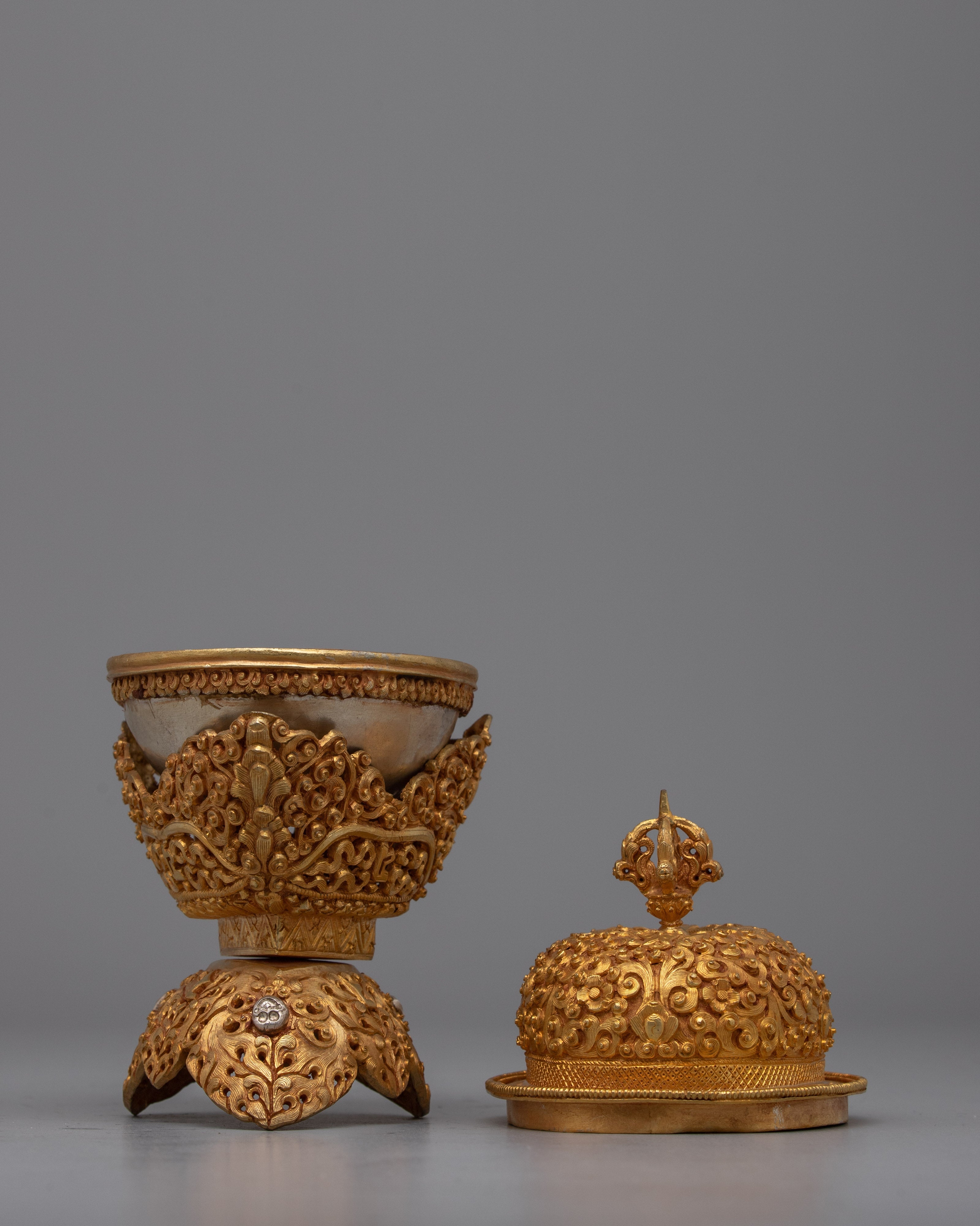 Tibetan Kapala Skull | Copper Body with Mercury Gold Plating