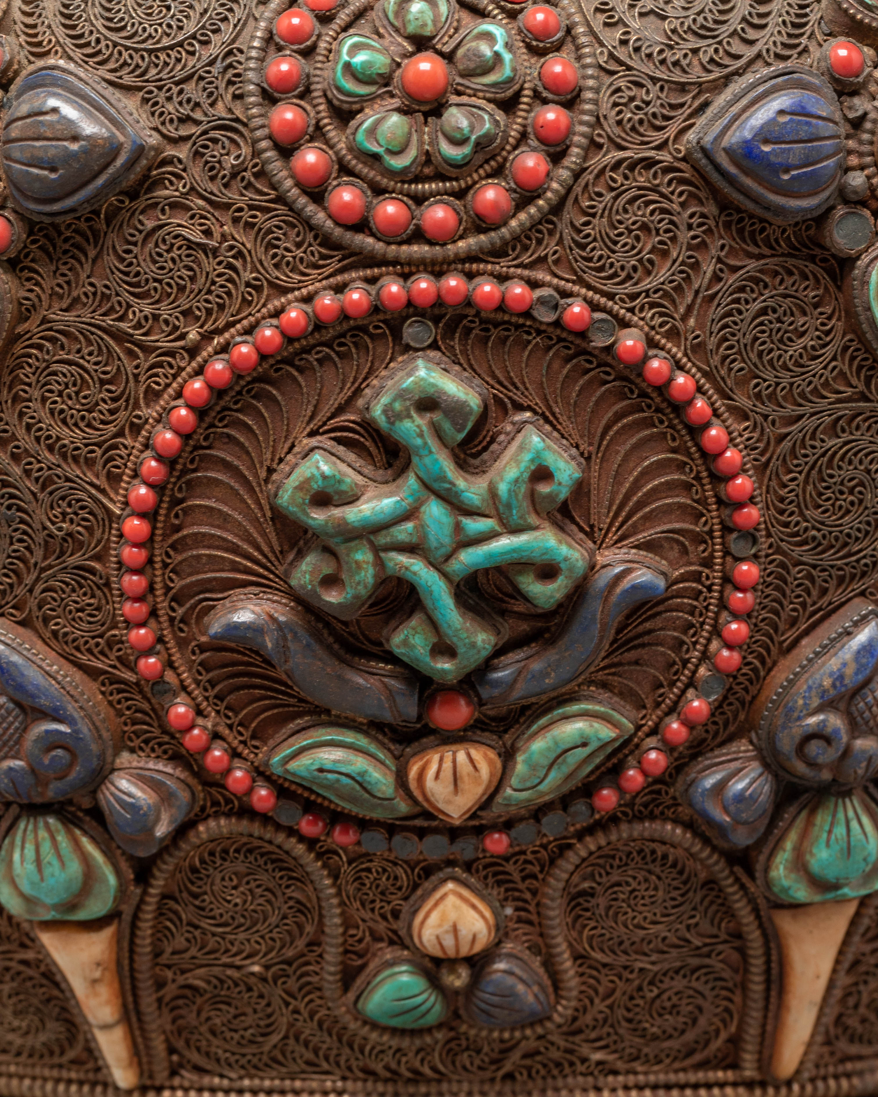 Tibetan Buddhist Rice Pot | Himalayan Offering Vessel Decor