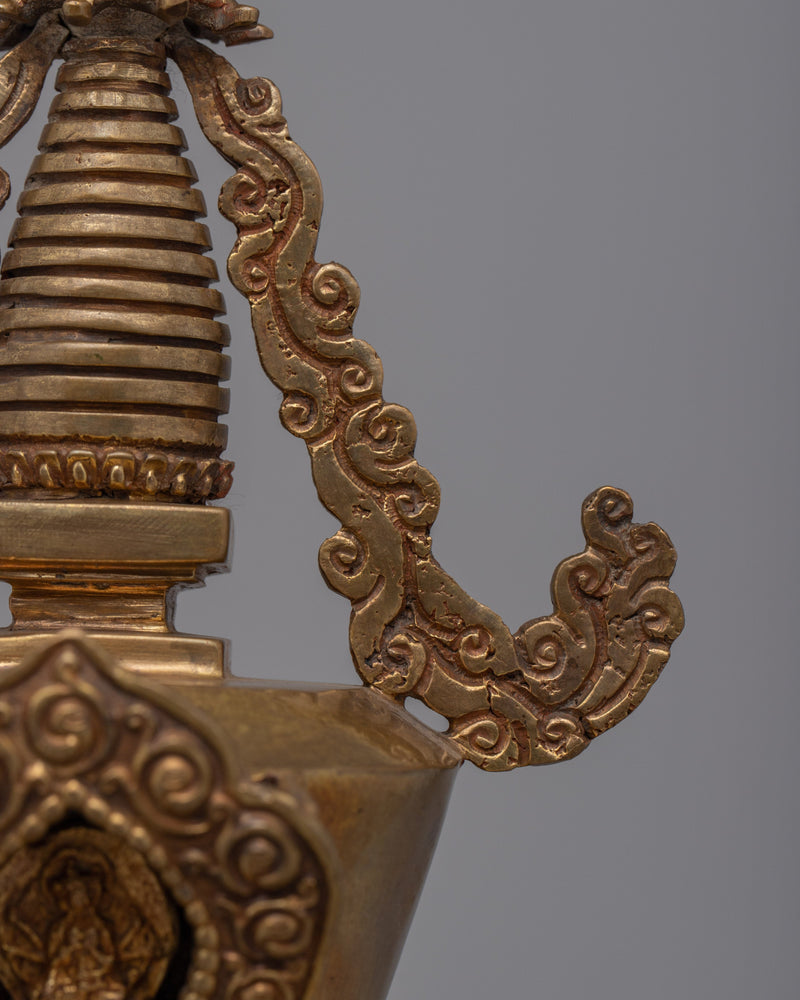 Sacred Tibetan Stupa | Copper Body with Gold Plating Ritual and Decoration