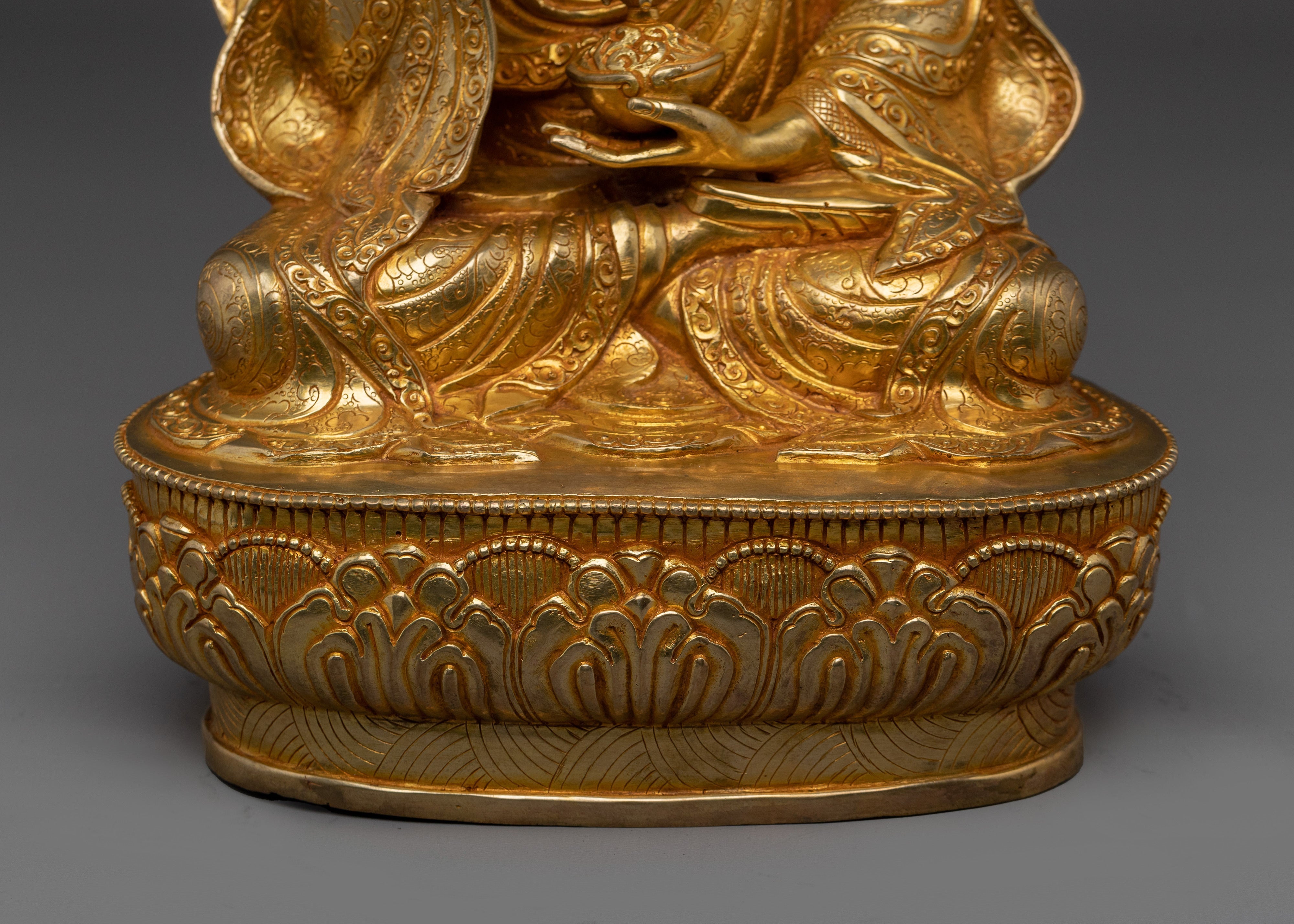 Gold And Copper Body Guru Rinpoche Statue | Tibetan Spiritual Masterpiece