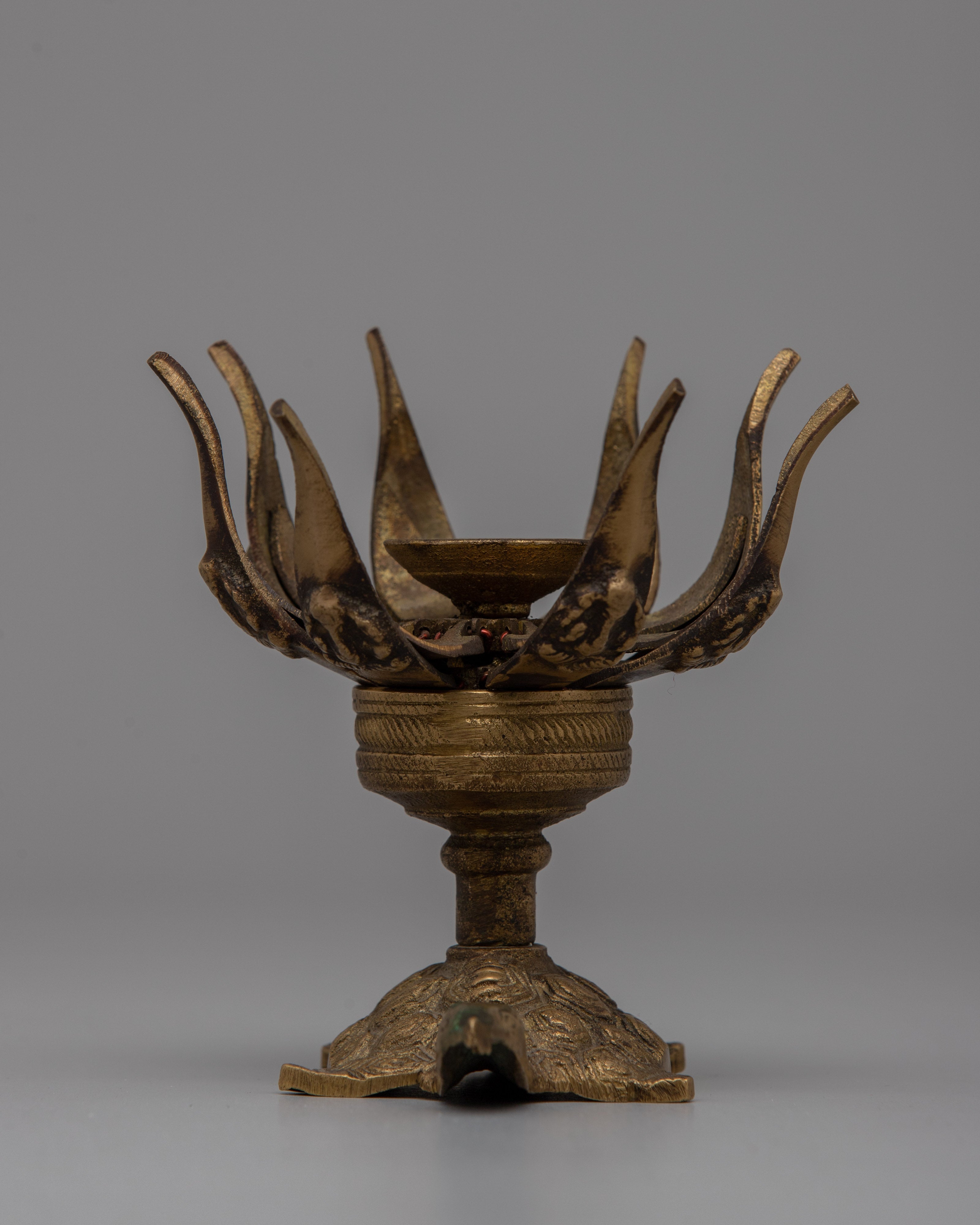 Brass Lotus Lamp |  Handcrafted Spiritual Decor for Tranquility and Sacred Rituals