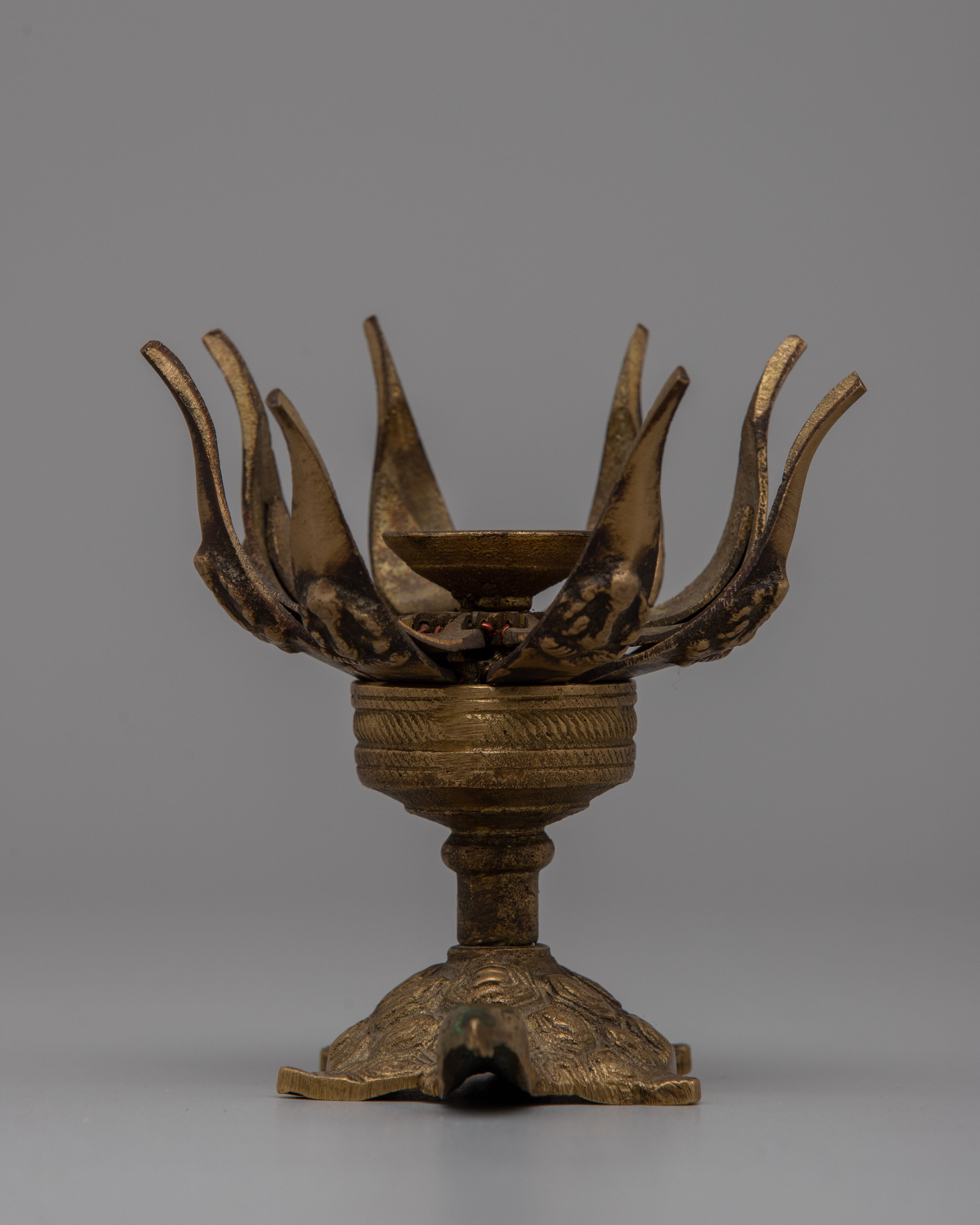 Brass Lotus Lamp |  Handcrafted Spiritual Decor for Tranquility and Sacred Rituals