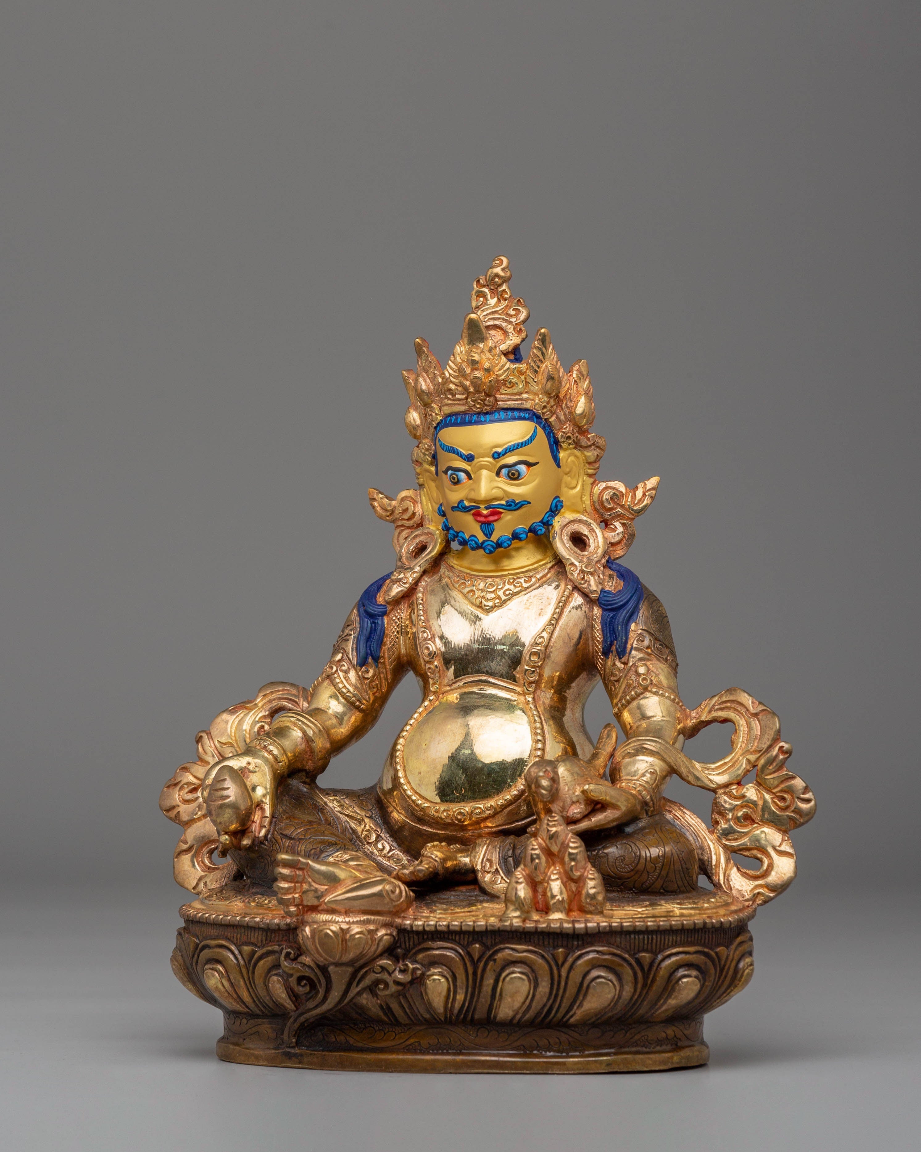 Dzambhala Handcrafted Sculpture | Gold Plated Prosperity Deity Statue