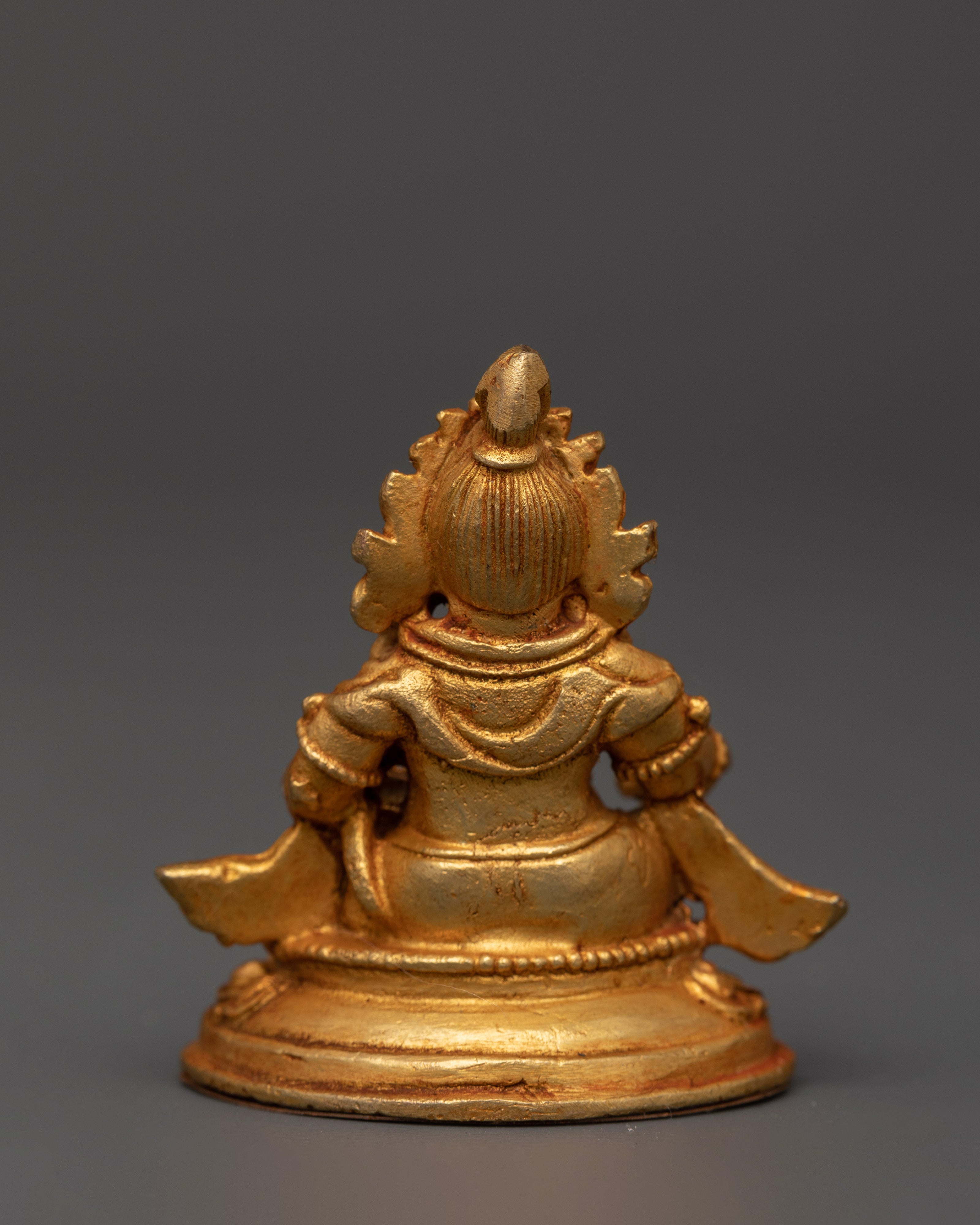 Mini Dzambhala Statue in Gold-Plated Copper | Tibetan Wealth Deity