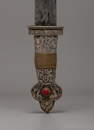 A Vintage Buddhist Ritual Sword for Spiritual Practices and Decor |  A stunning 61.5cm Buddhist spiritual artifact.