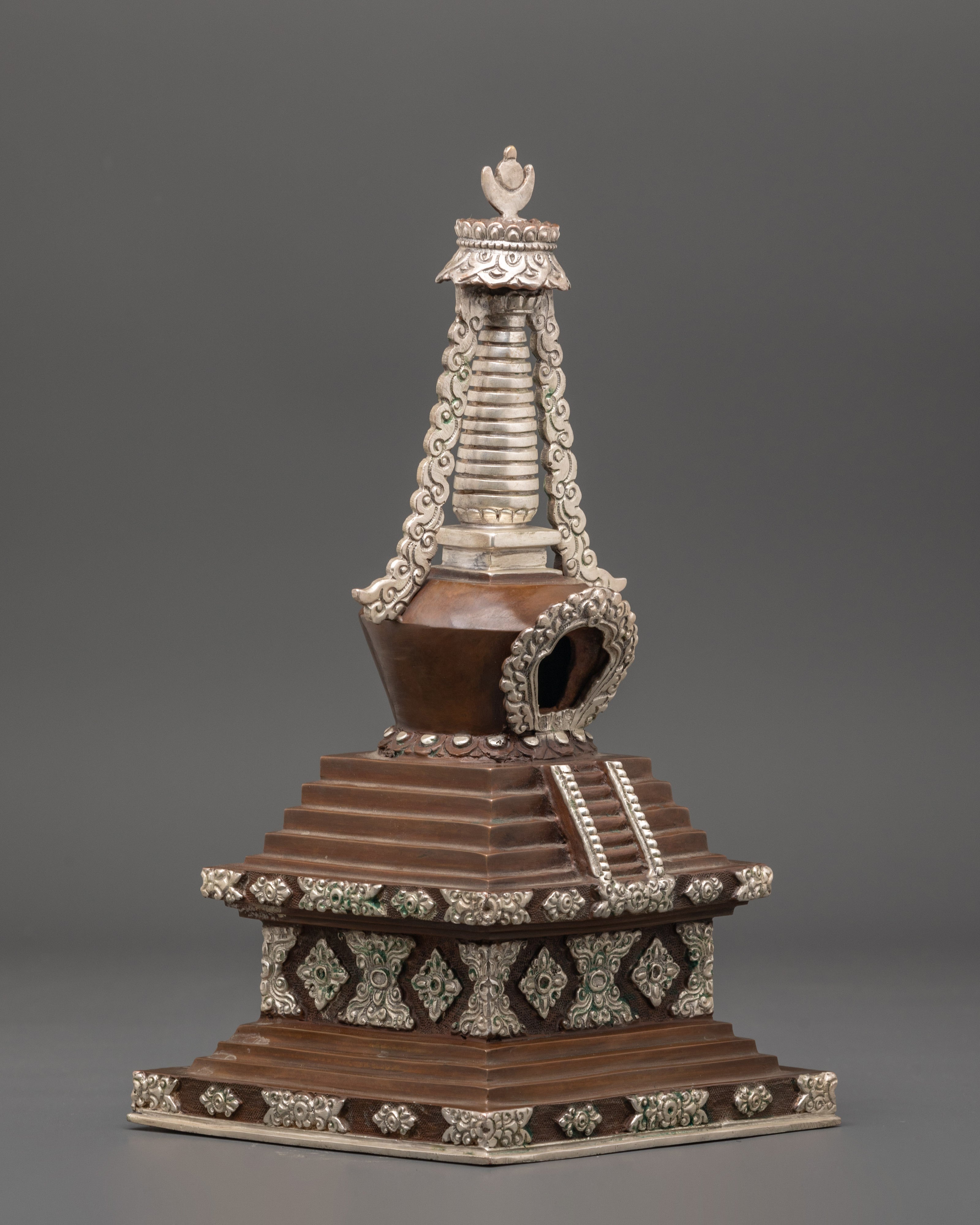 Oxidized Copper Tibetan Buddhist Stupa | Symbol of Mindfulness