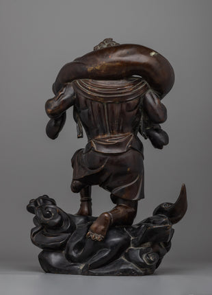 Fujin Japanese Wind God Statue | Traditional Shinto Deity Sculpture
