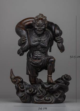 Fujin Japanese Wind God Statue | Traditional Shinto Deity Sculpture