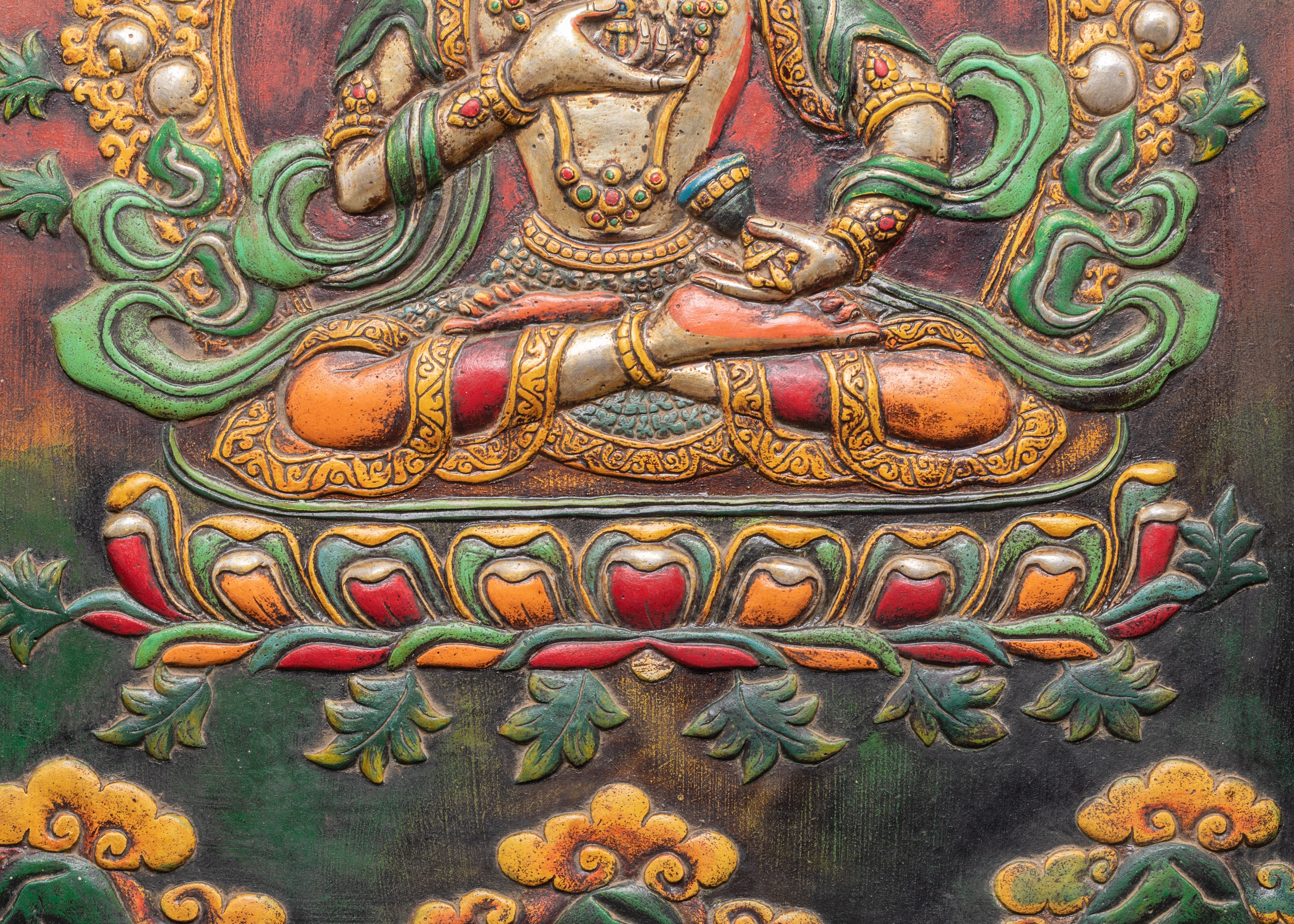 Vajrasattva Wall Hanging in Wooden Frame with Acrylic Colors