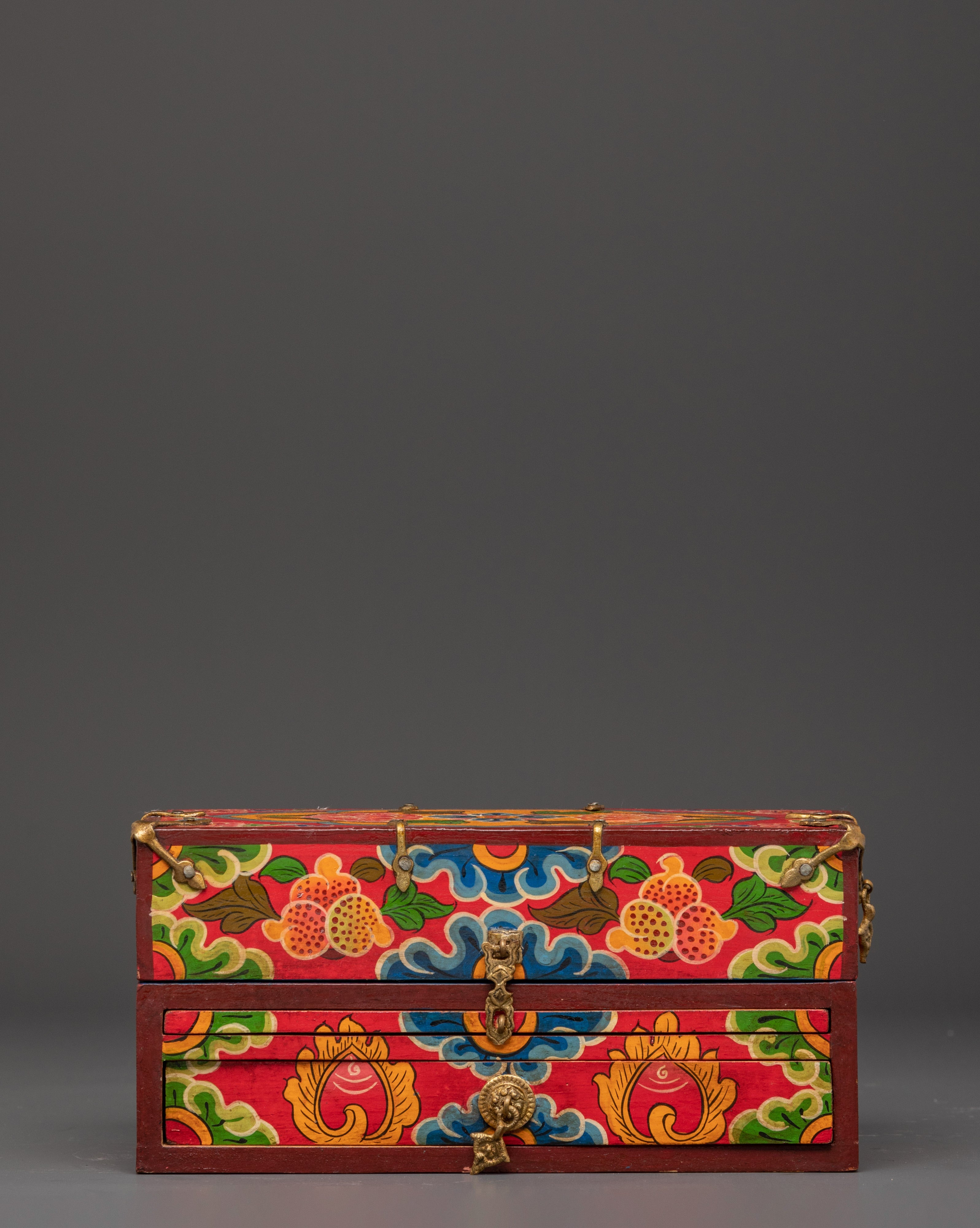 Tibetan Treasure box with Buddha Statue 