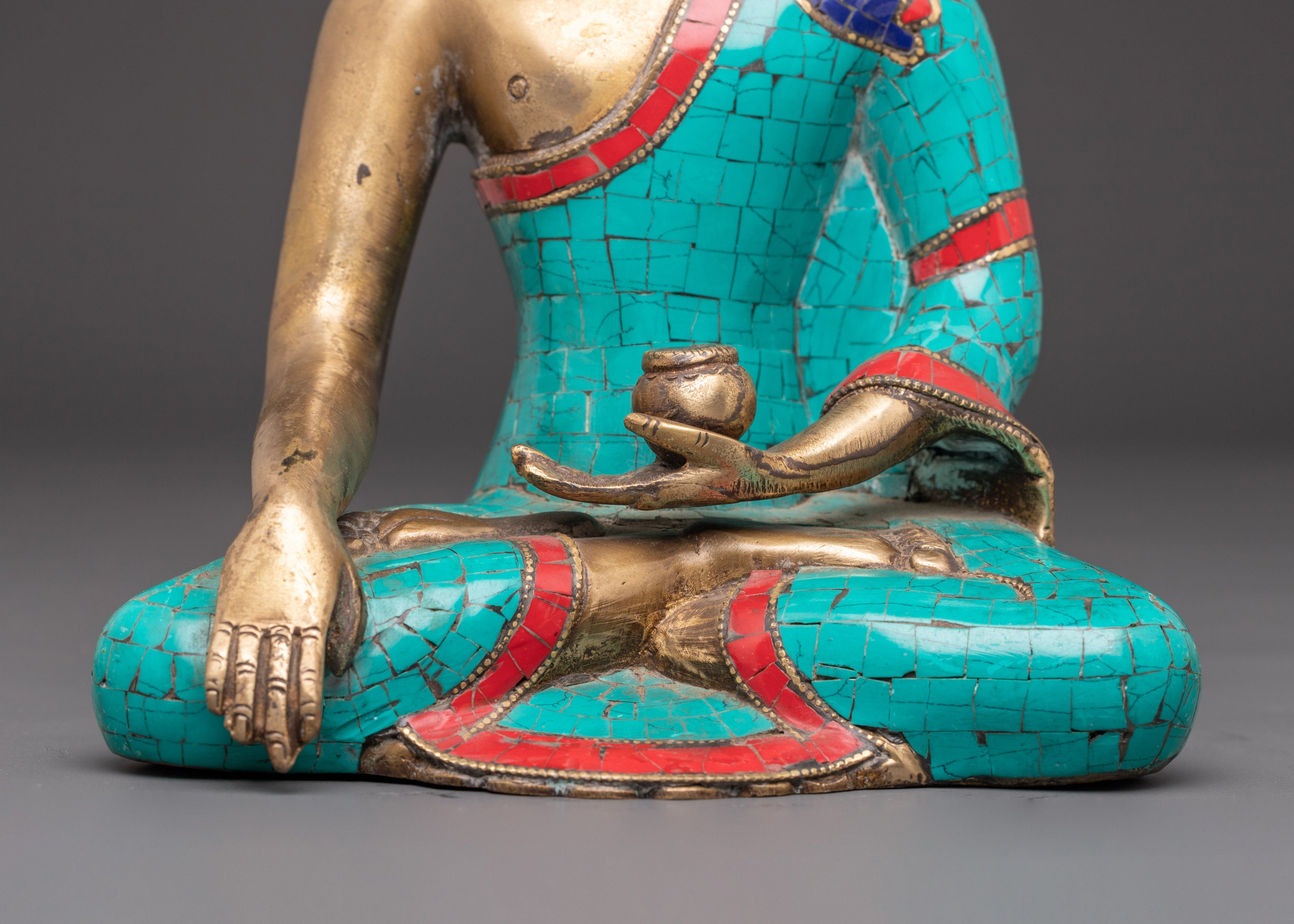 Sacred Buddha Shakyamuni Himalayan Statue | Brass Shakyamuni Buddha Art