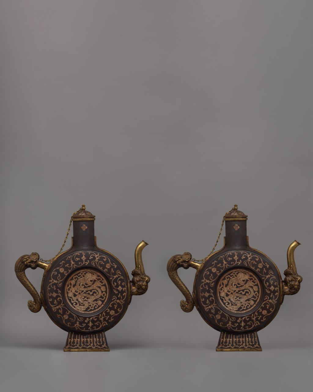 Tibetan Buddhist Beer Pitcher Set | Ritual and Decorative Masterpiece
