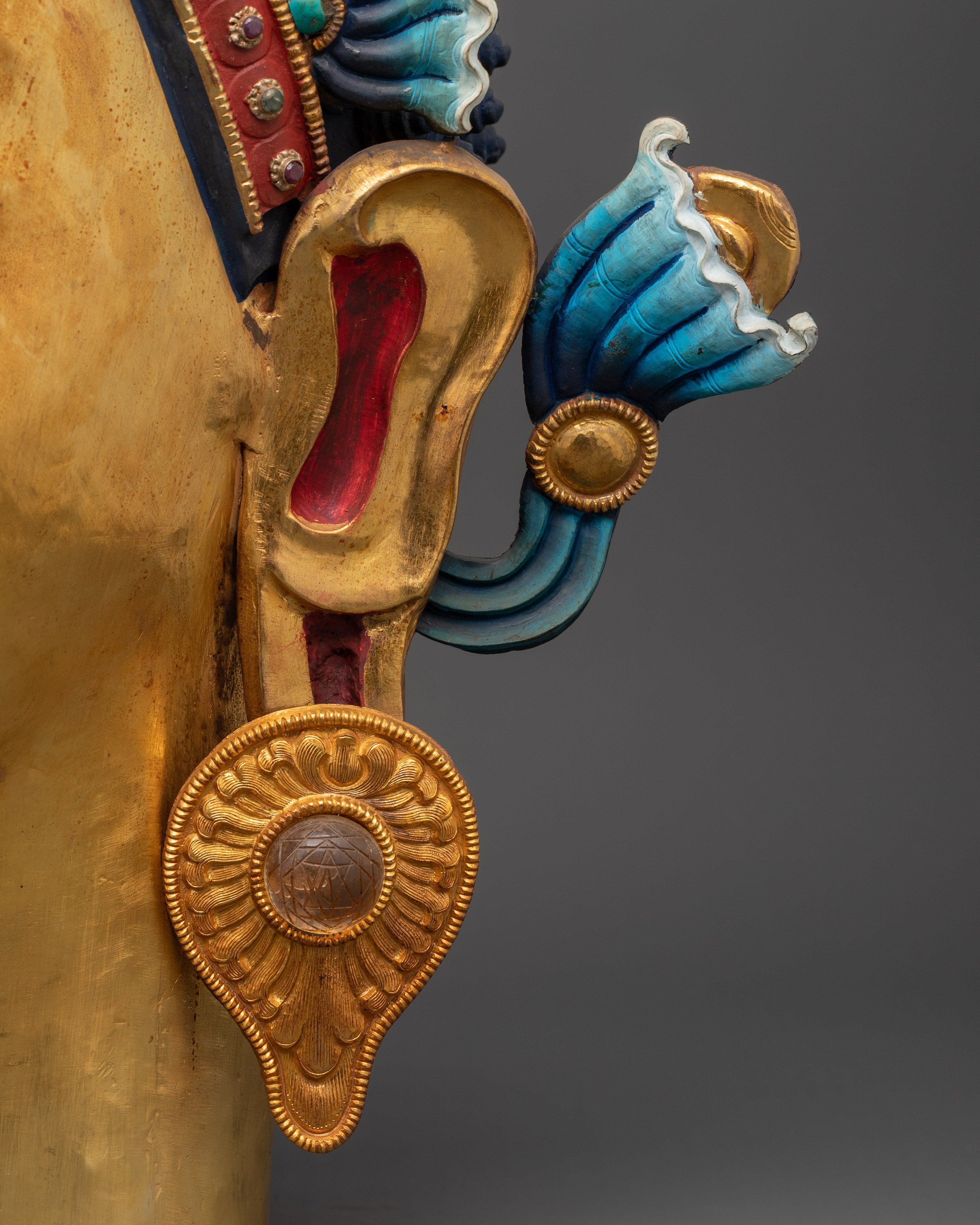 Gold-Plated Crowned Buddha Head | Himalayan Altar Decor