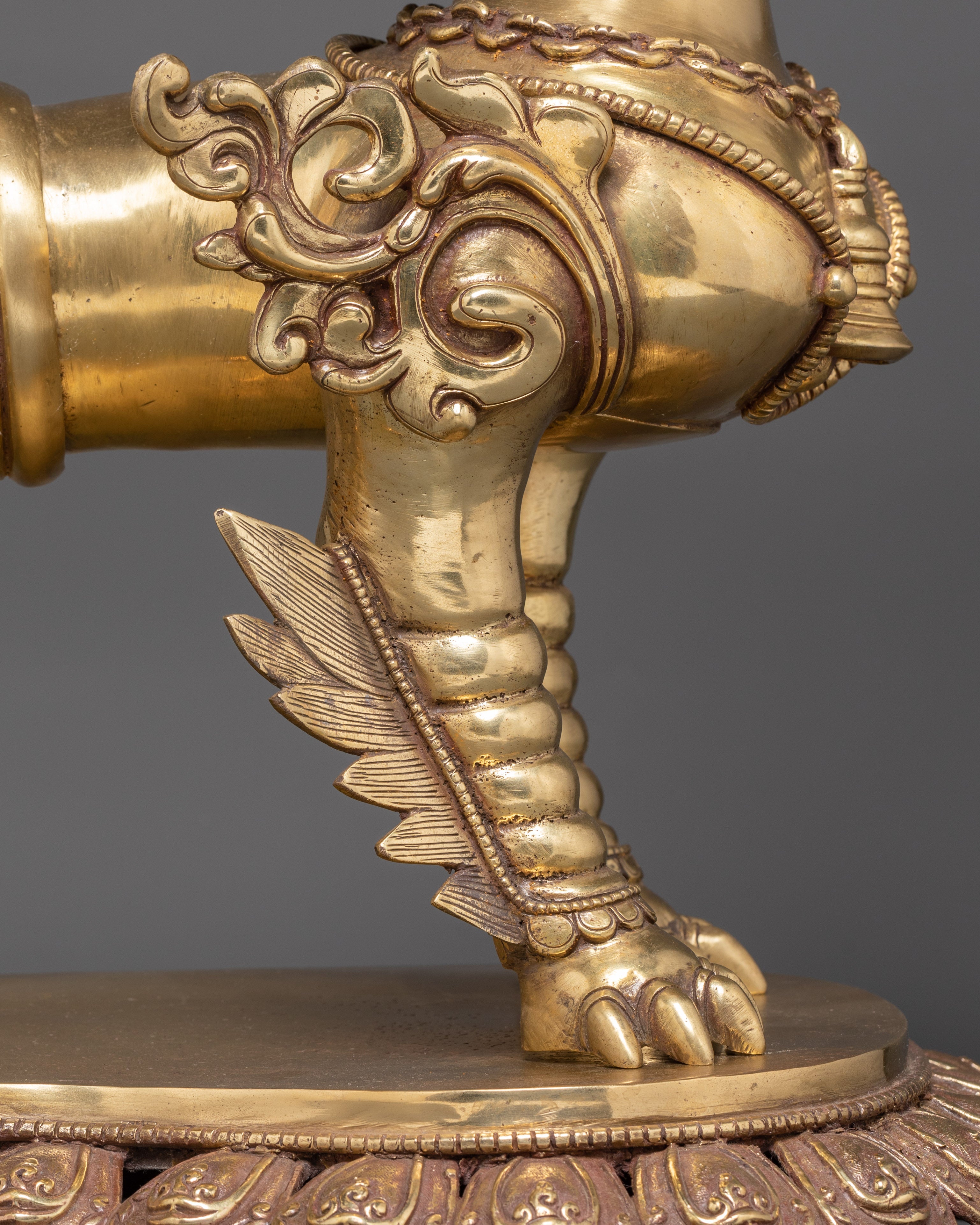 Sacred Tibetan Buddhist Guardian Lions Set | Brass Snow Lion Protector Statues