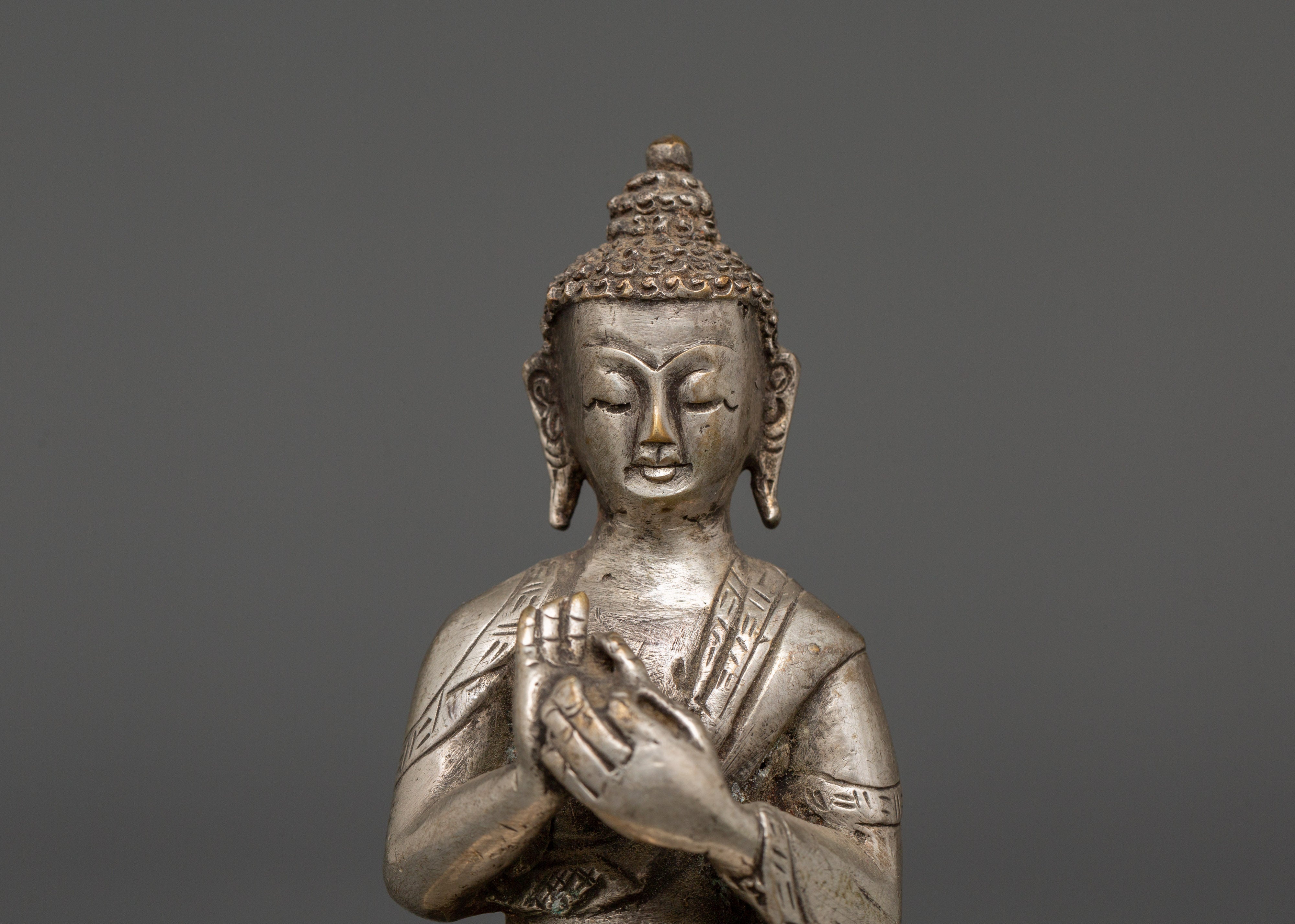 Handcrafted Tibetan Dharma Chakra Mudra Vairocana Buddha | Cosmic Buddha of Wisdom