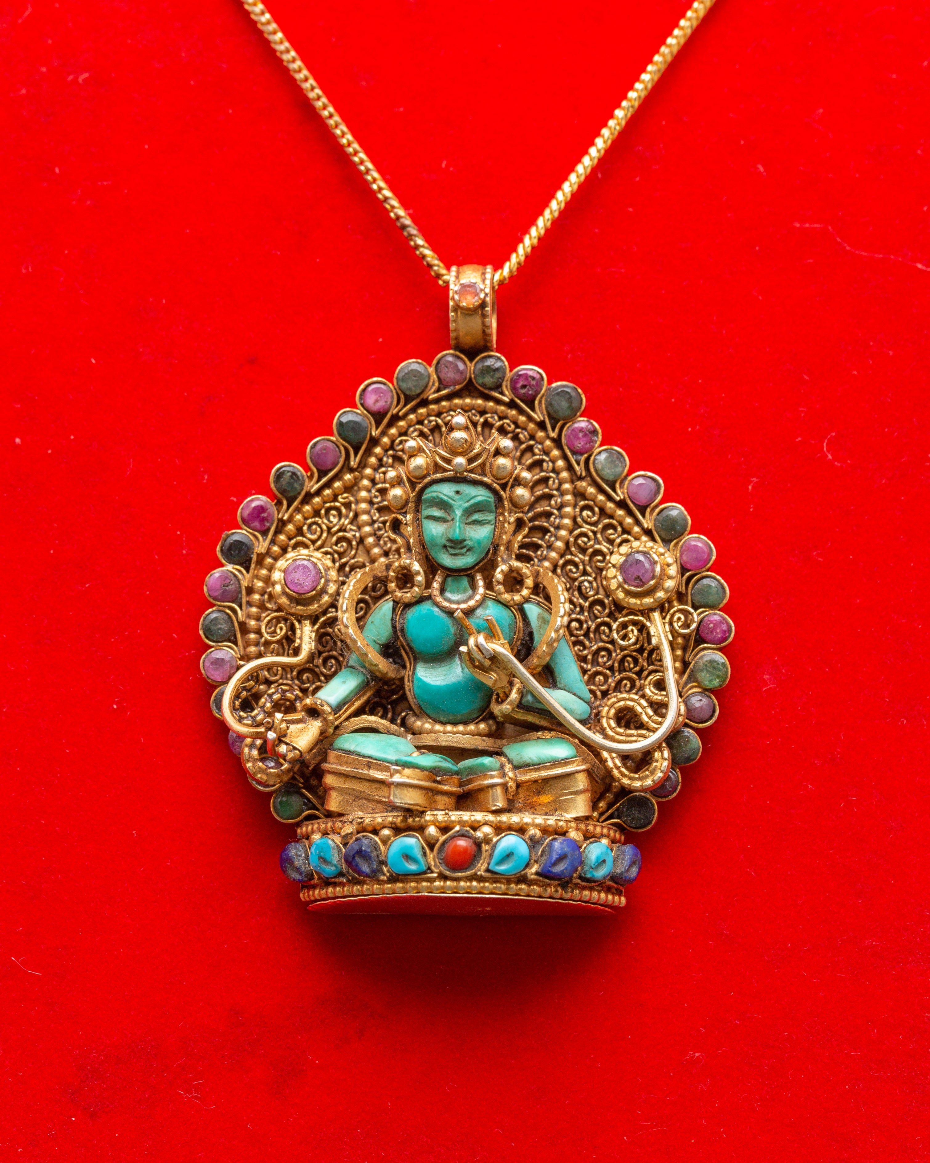 Green Tara Locket | Buddhist Compassionate Goddess