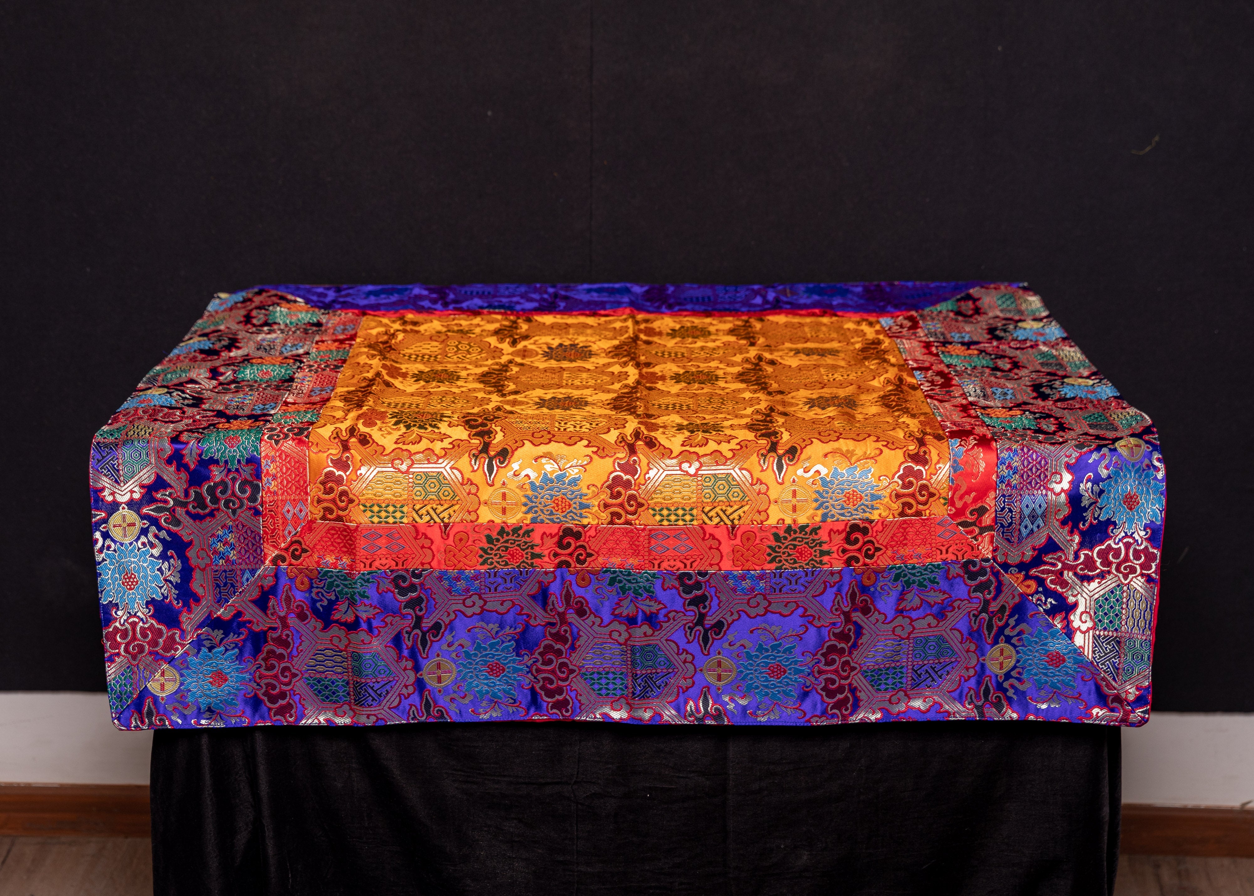 Tibetan Silk Table Cloth for Decor | Cover for Living Spaces & Sacred Areas