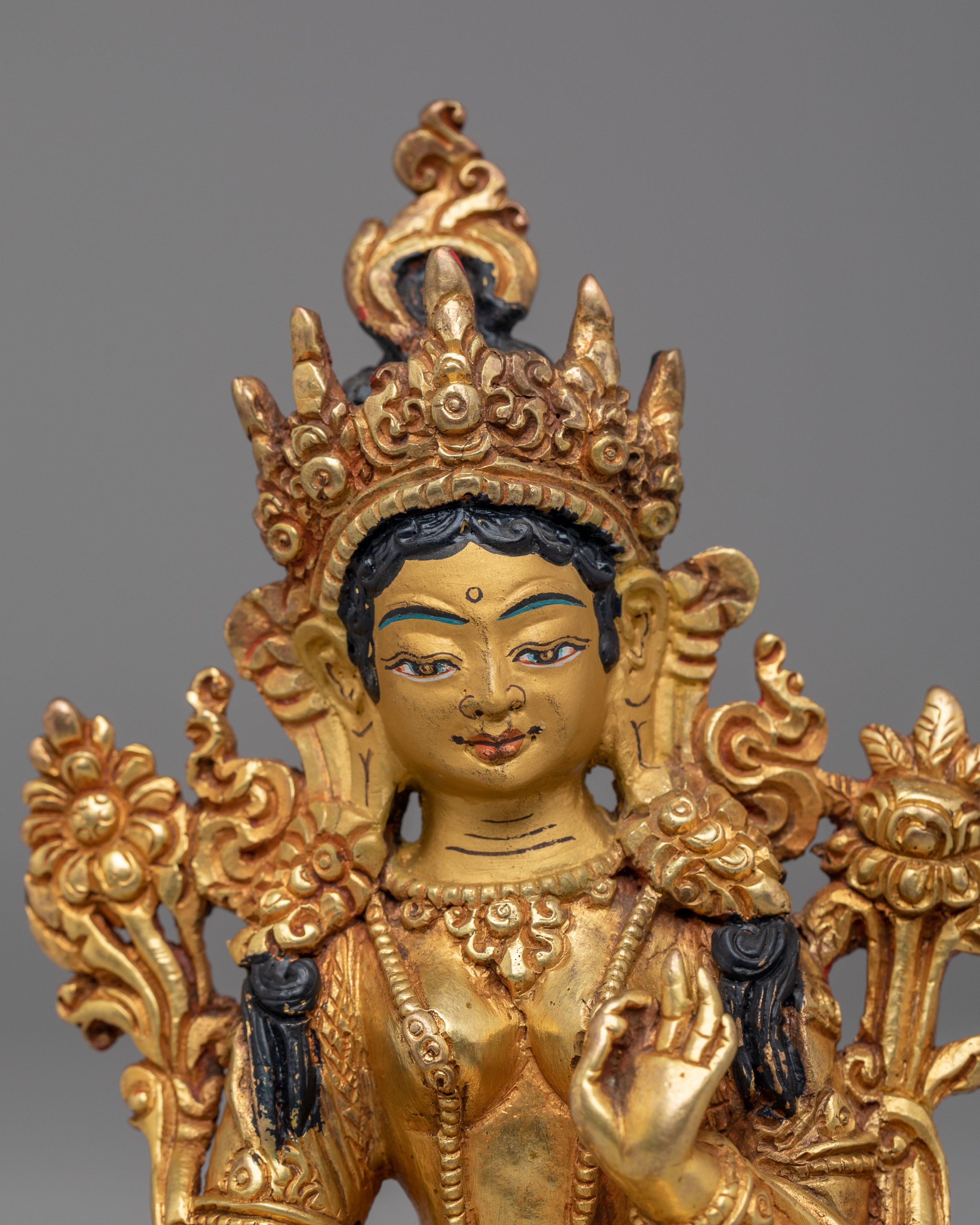 Tibetan Green Tara Deity Figurine | Traditional Tibetan Artwork