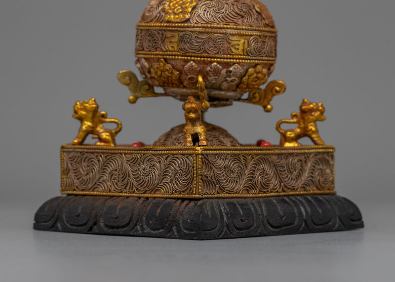 Traditional Tibetan Buddhist Prayer Wheel |  Sacred Tibetan Spinning Wheel for Prayers