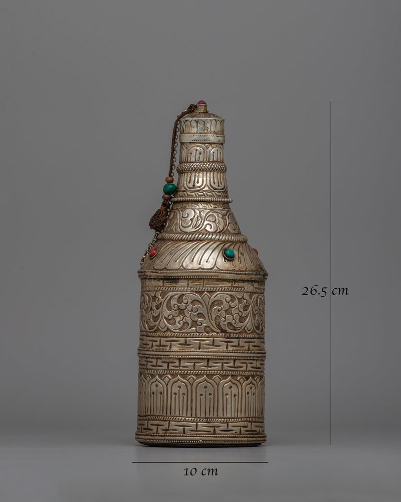 Handmade Tibetan Bottle | Artisan Crafted Spiritual Container