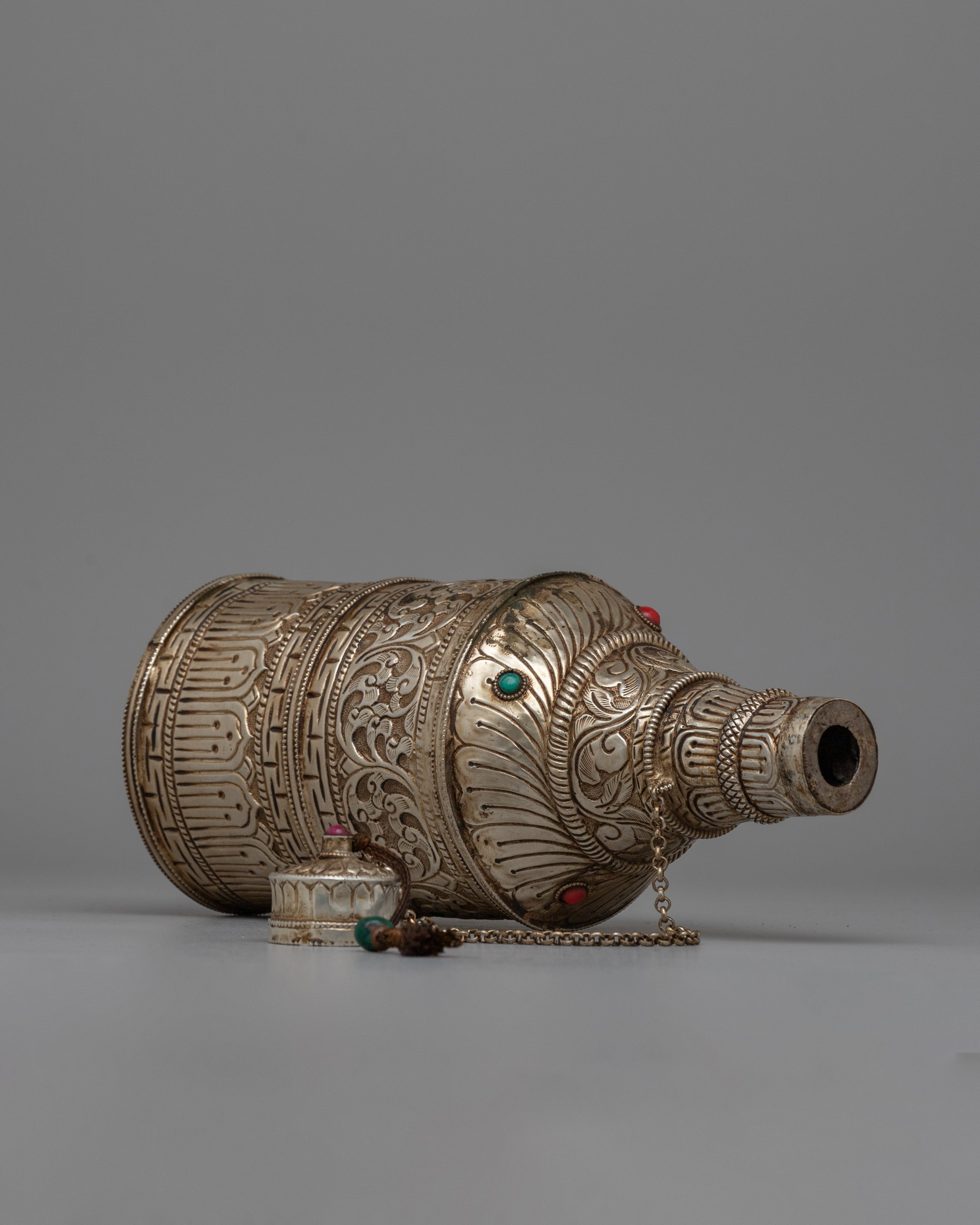 Handmade Tibetan Bottle | Artisan Crafted Spiritual Container