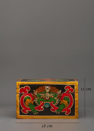 Hand-Painted Tibetan Wooden Box | Colorful Himalayan Home Decor