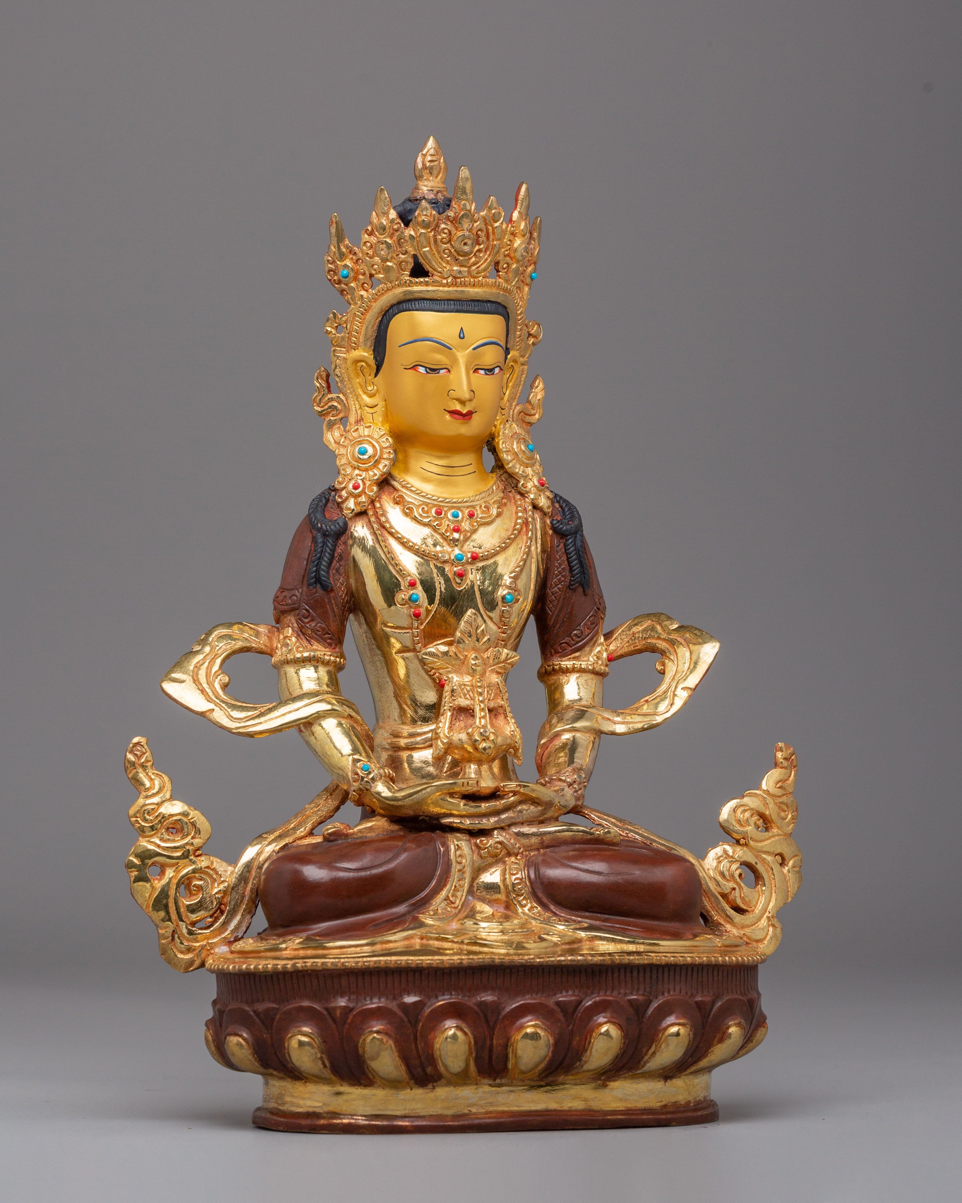 Tibetan Handmade Sculpture of Amitayus | Buddha of Infinite Life