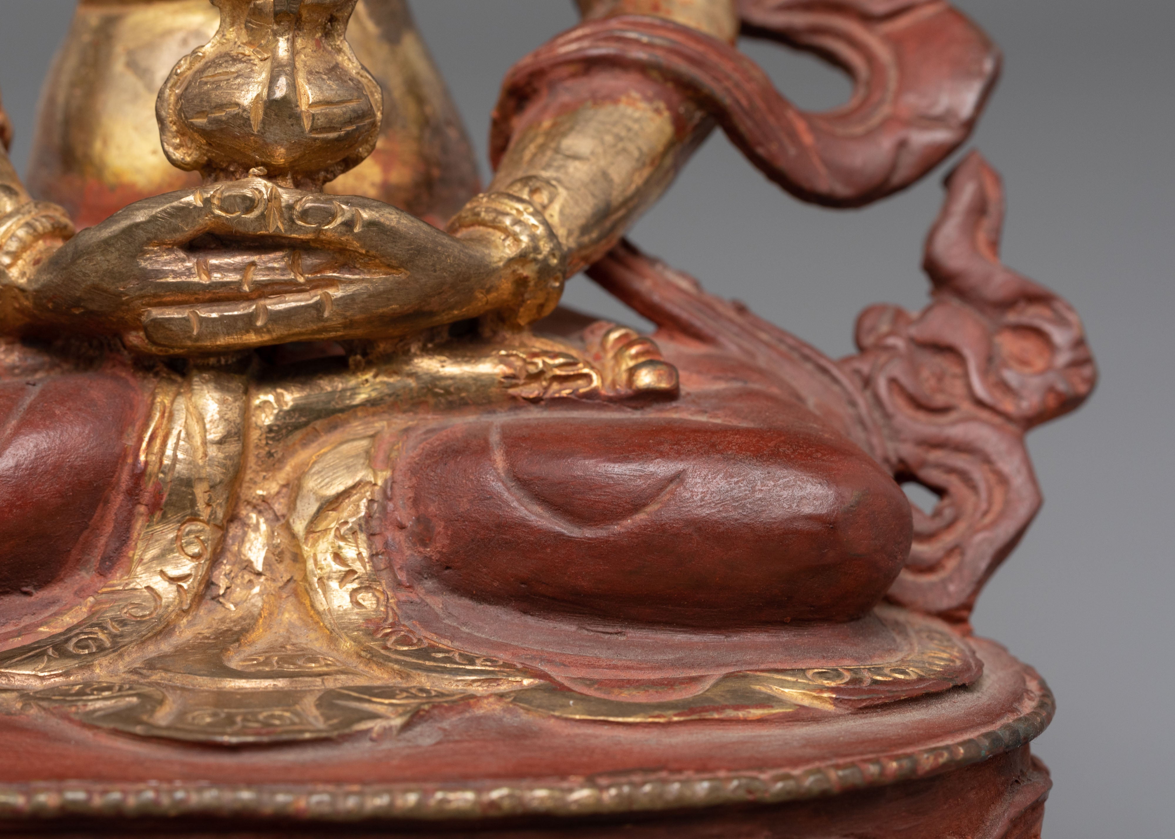 Handmade Statue of Tibetan Deity Amitayus | Compassion and Longevity