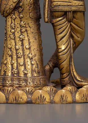 Brass Radha Krishna Statue | Hindu Deity Sculpture for Home Temple & Sacred Decor