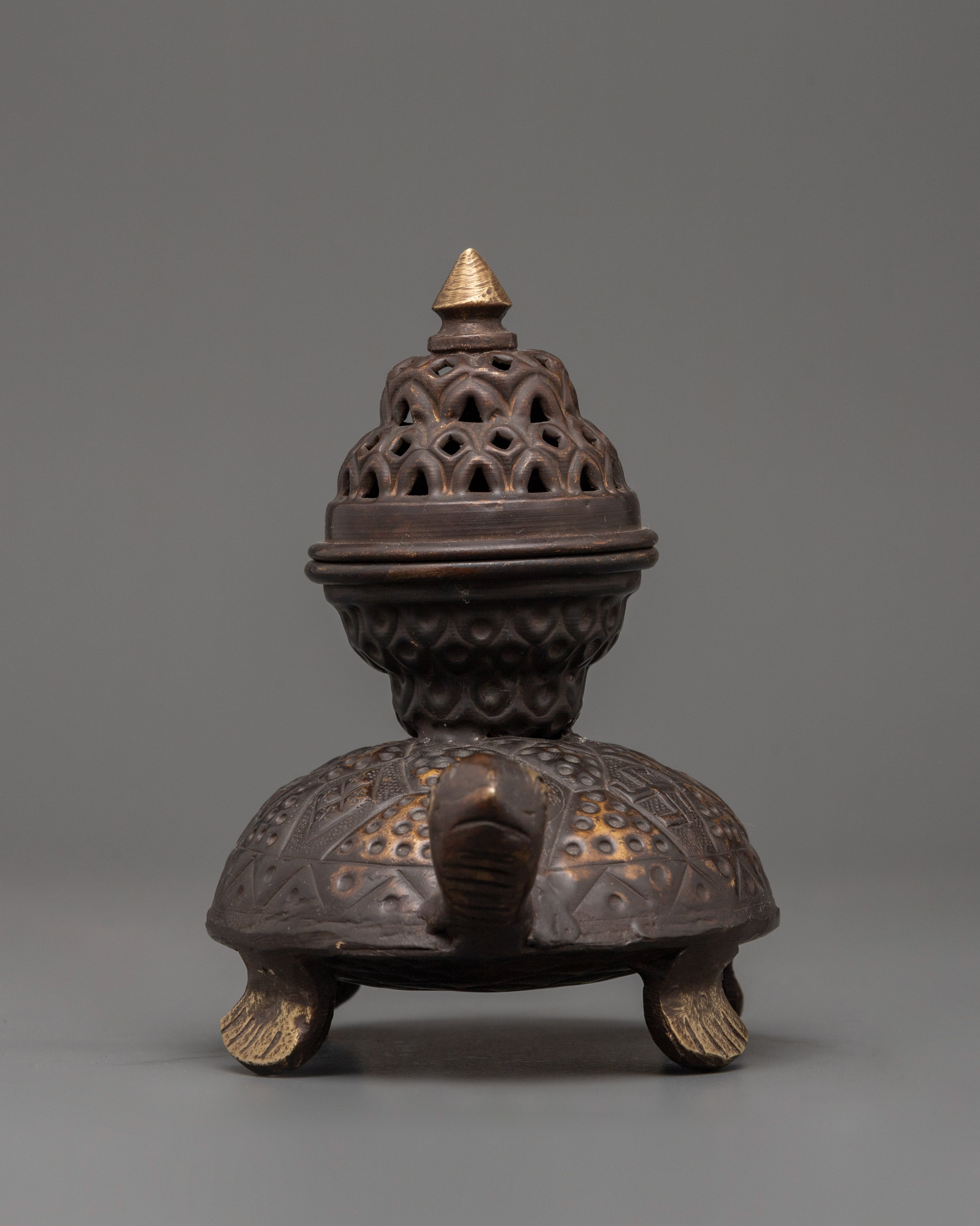 Tortoise Incense Burner with Antique Finishing | Handcrafted Tibetan Incense Burner