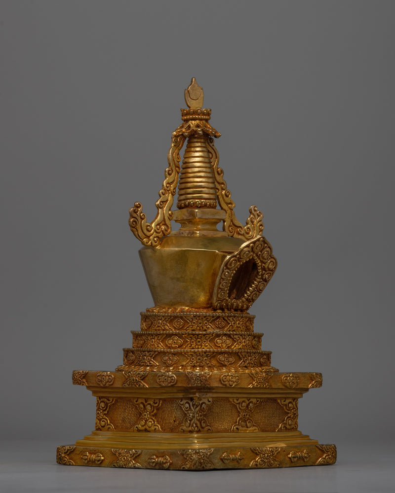 Tibetan Gold-Plated Stupa | Masterpiece of Sacred Buddhist Art