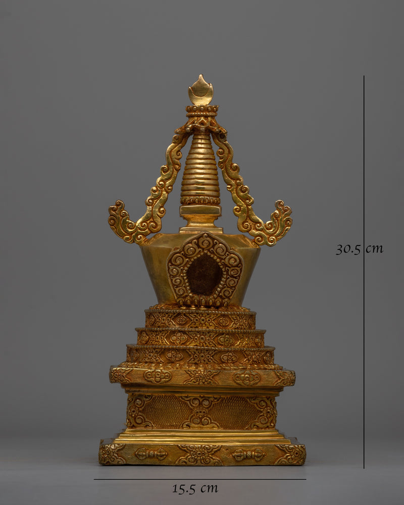 Tibetan Gold-Plated Stupa | Masterpiece of Sacred Buddhist Art