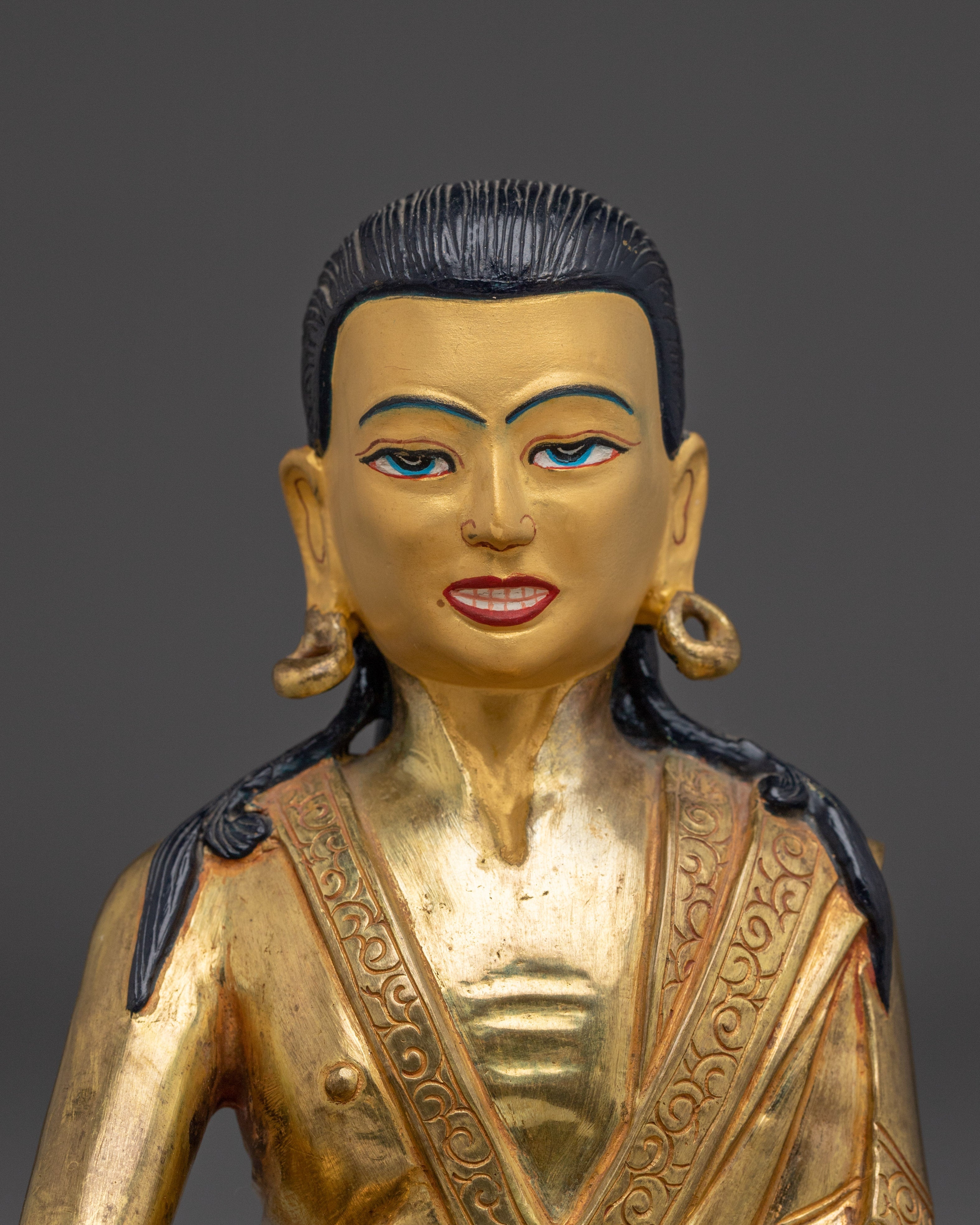 Buddhist Spiritual Icon Milarepa Statue | 24K Gold Gilded Decor