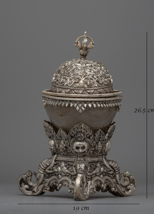 Exquisite Tibetan Skull Cup | Religious Tool for Practices and Offerings