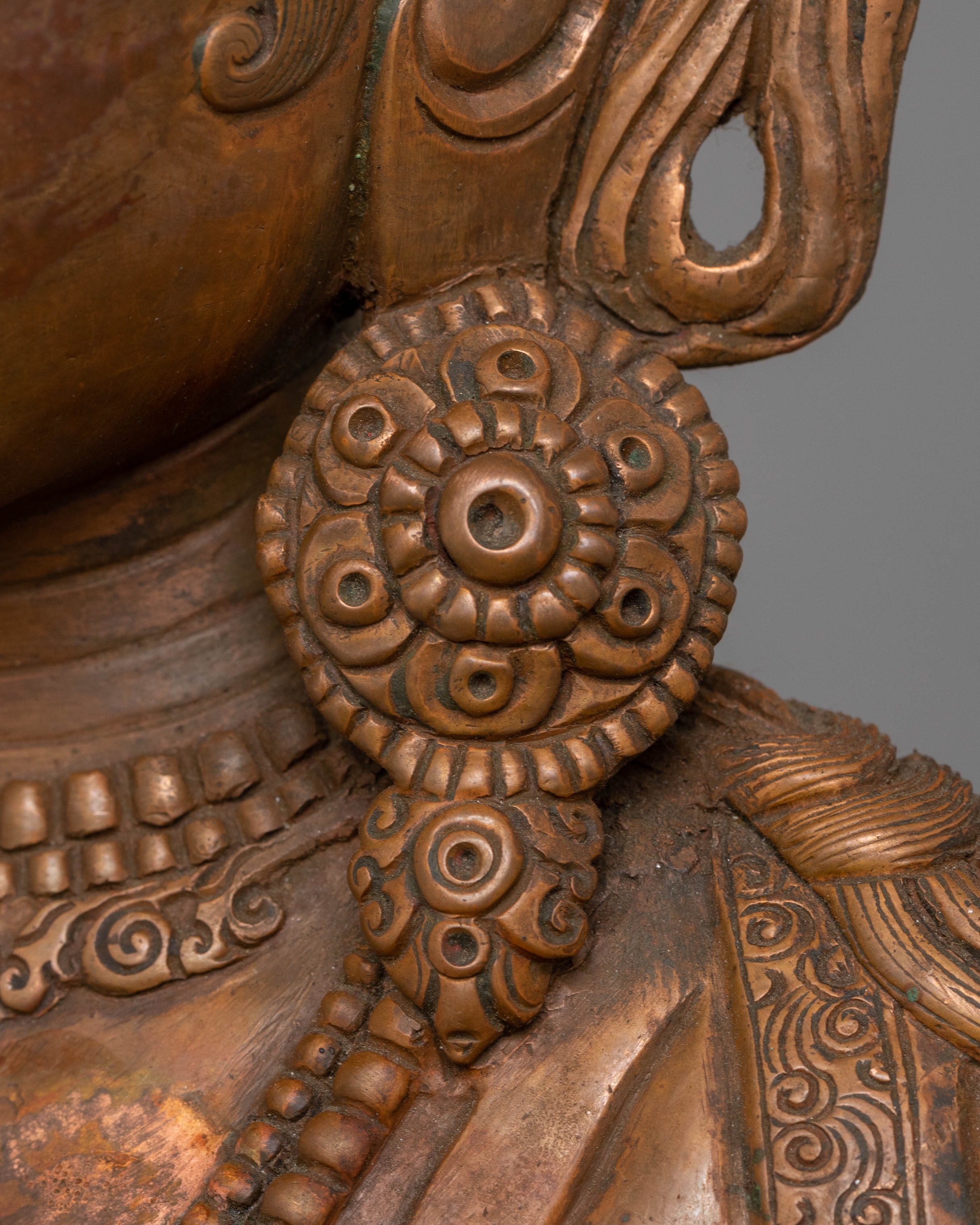 Sacred Statue of Green Tara | Oxidized Copper Buddha Statue for Meditation and Altar