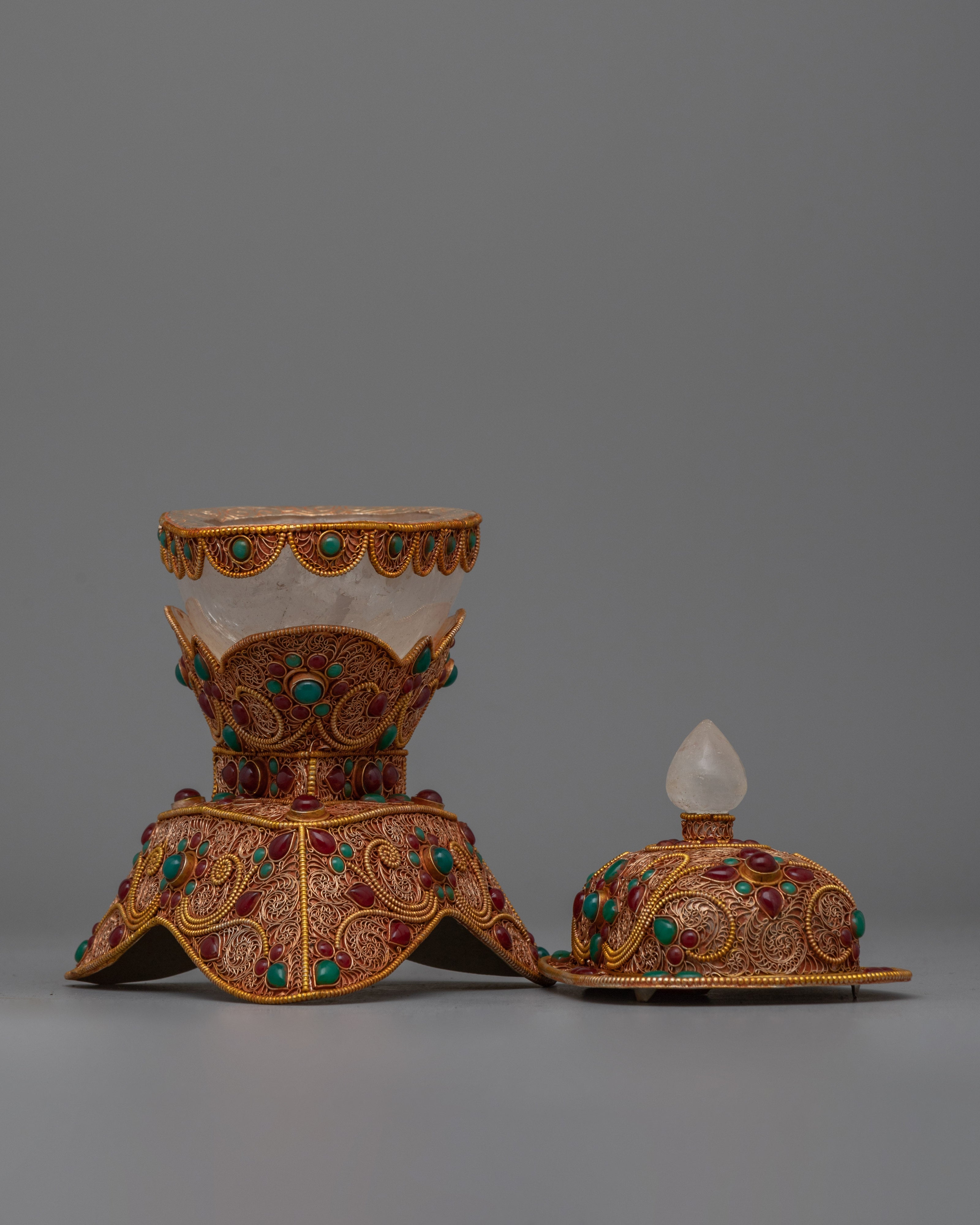 Skull Cup Kapala Set | Sacred Ritual Offering Vessel