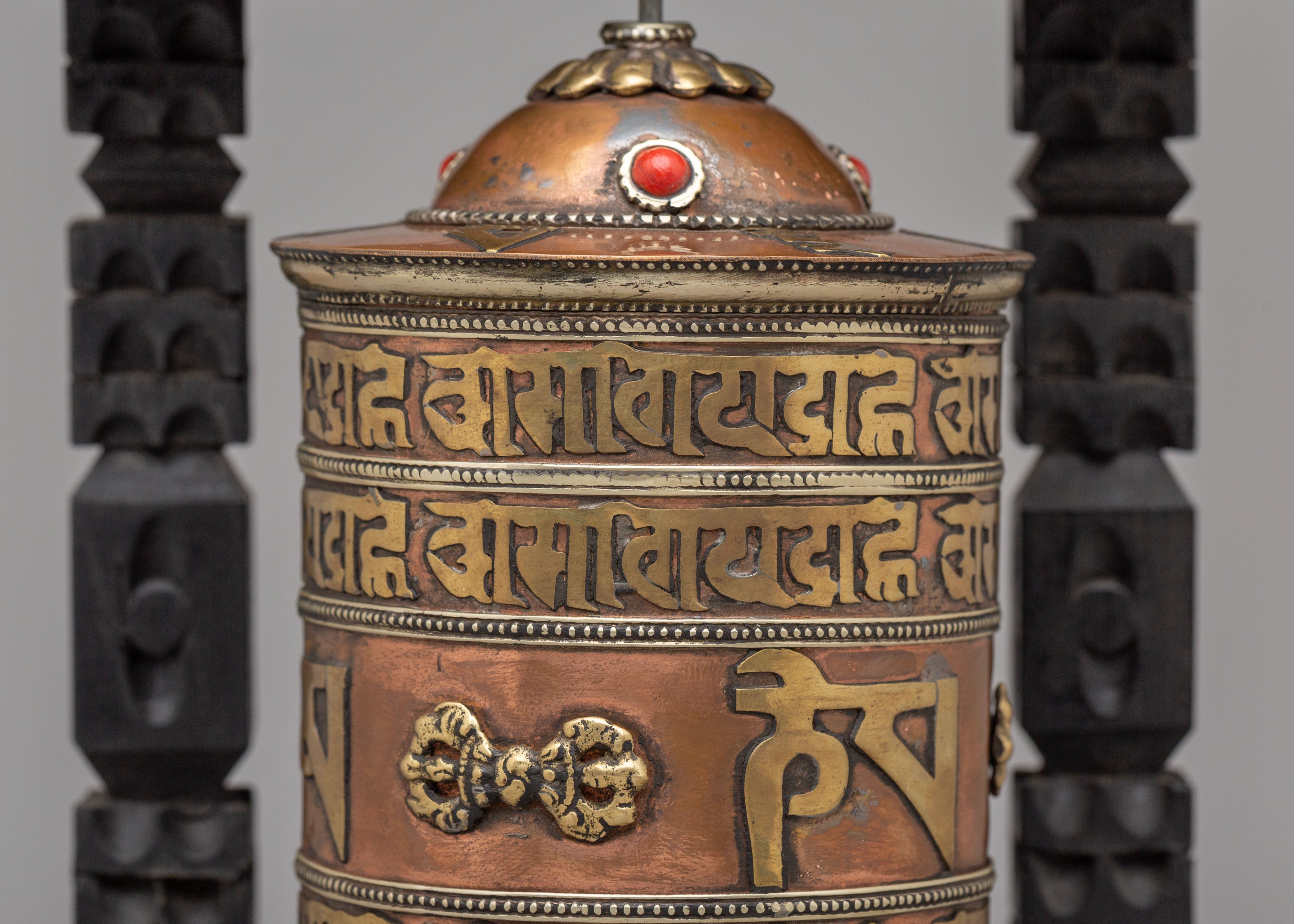 Buddhist Prayer Wheel For Altar | Tibetan Mantra Spinner