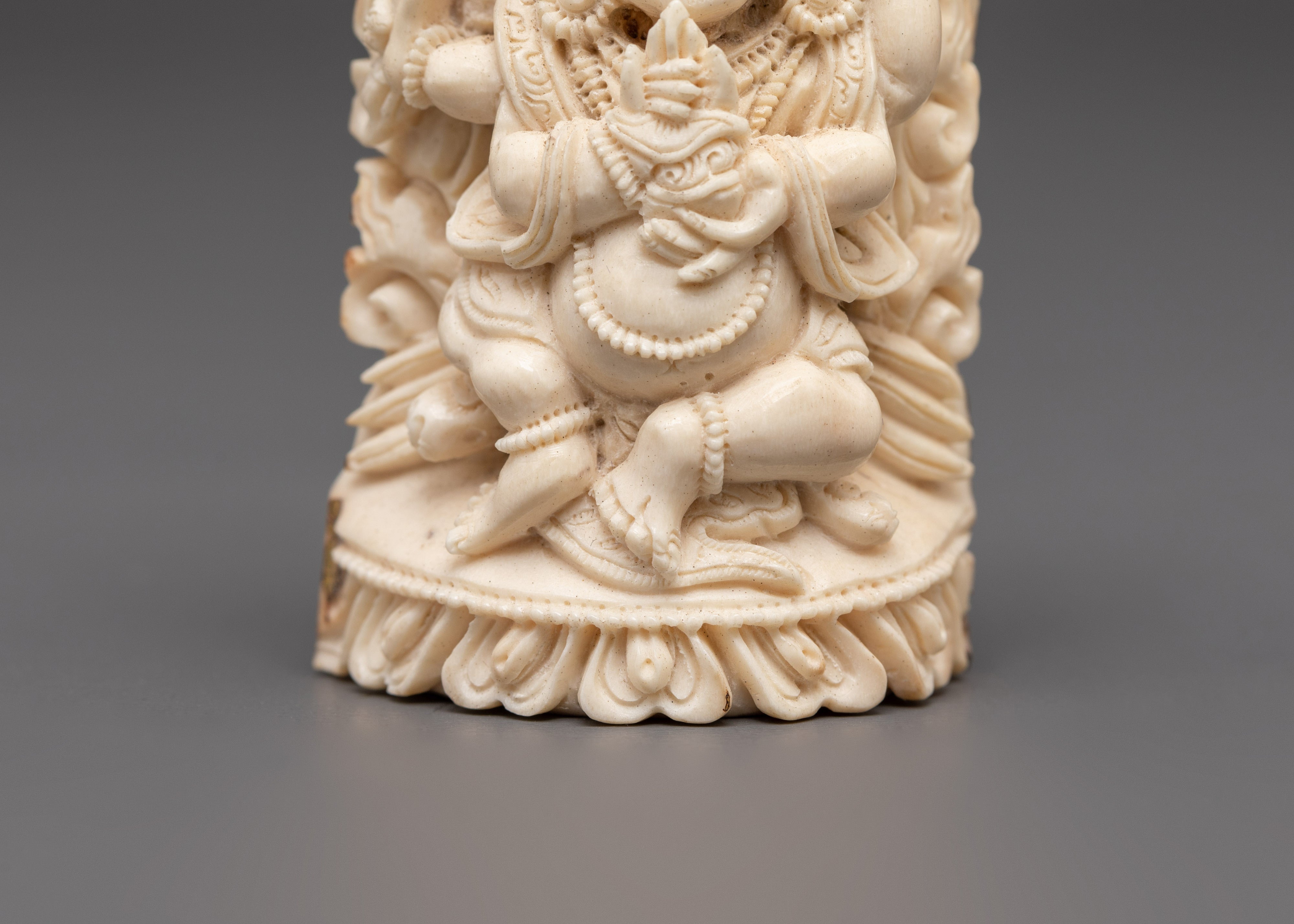 Handcarved Tantric Mahakala Bone Sculpture | Buddhist Protector Deity